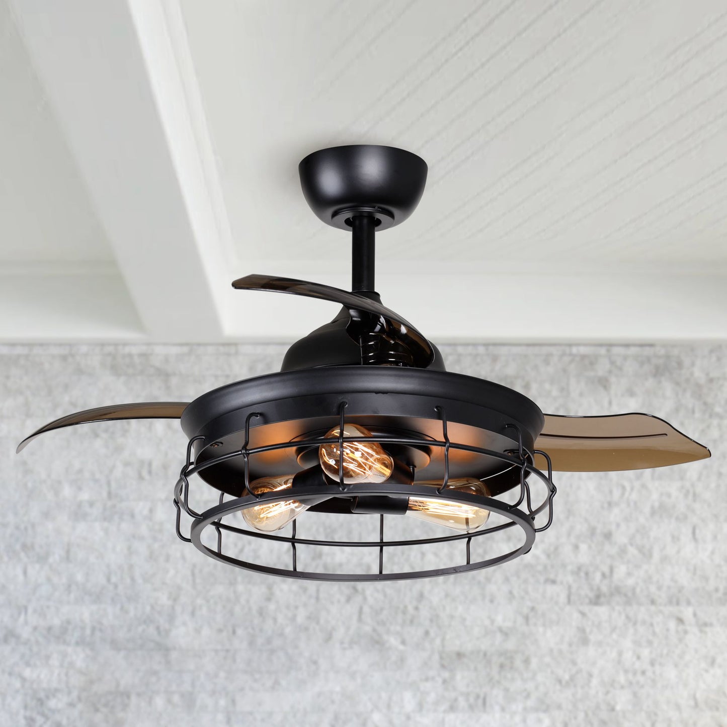 Luxe Twirl Industrial 36" Retractable ABS Blades Fandalier Ceiling Fan
