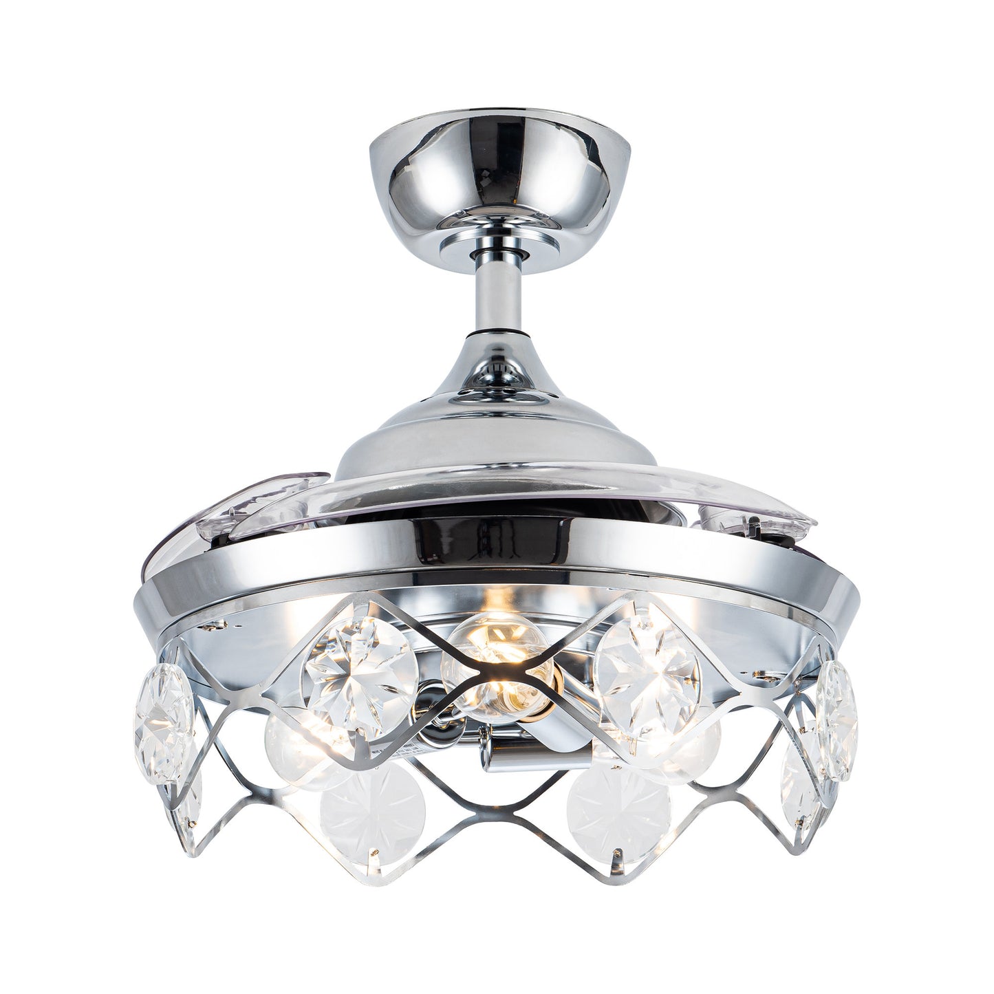 Luxe Twirl 36" Modern 3-Blades Chrome Retractable Fandalier Ceiling Fan