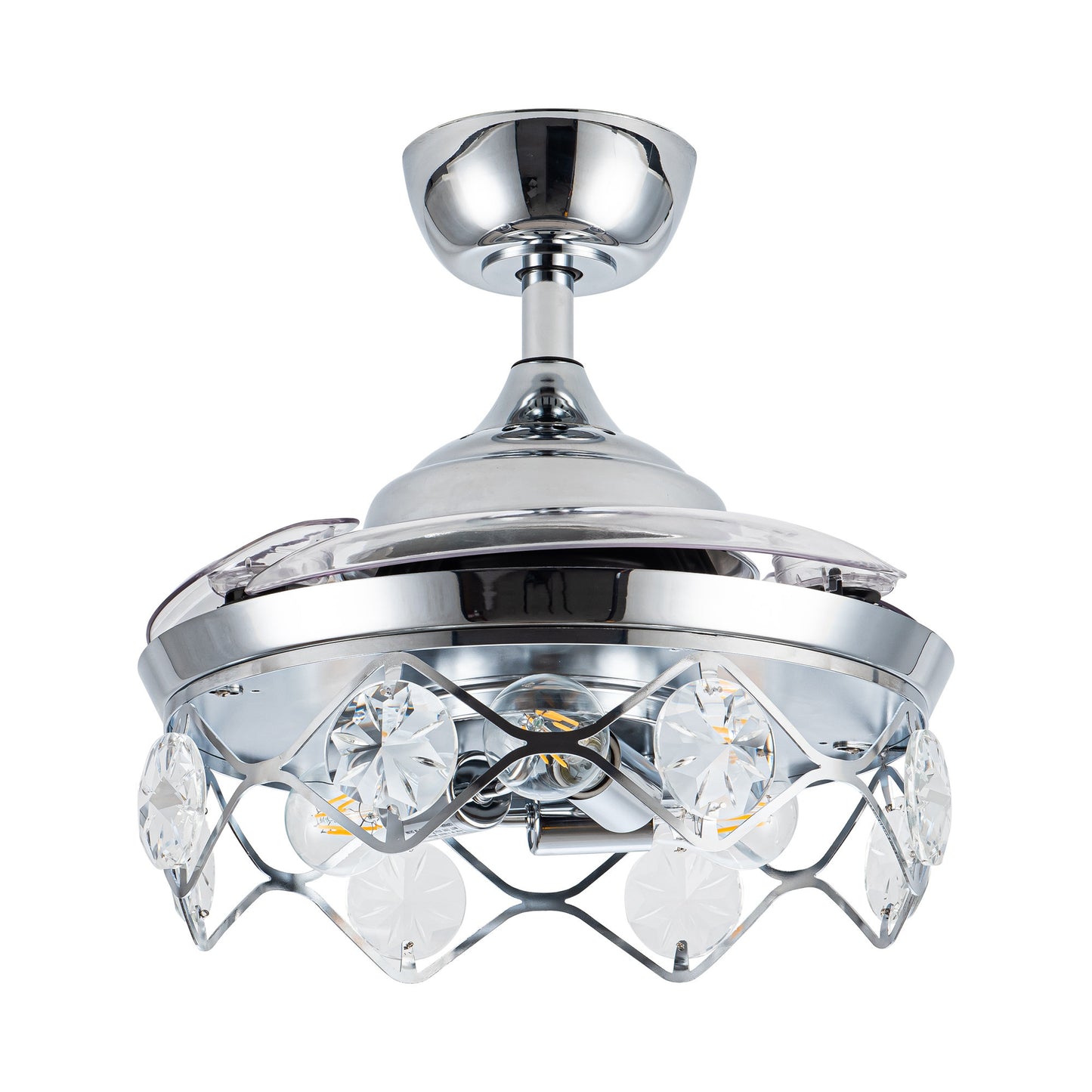 Luxe Twirl 36" Modern 3-Blades Chrome Retractable Fandalier Ceiling Fan