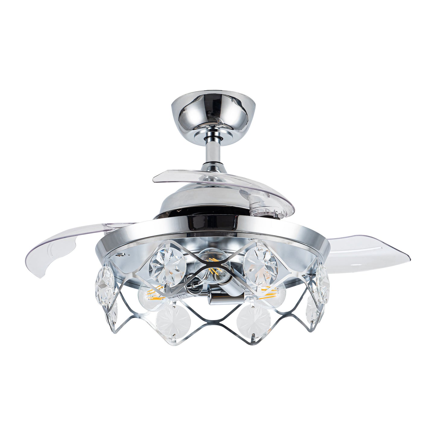 Luxe Twirl 36" Modern 3-Blades Chrome Retractable Fandalier Ceiling Fan