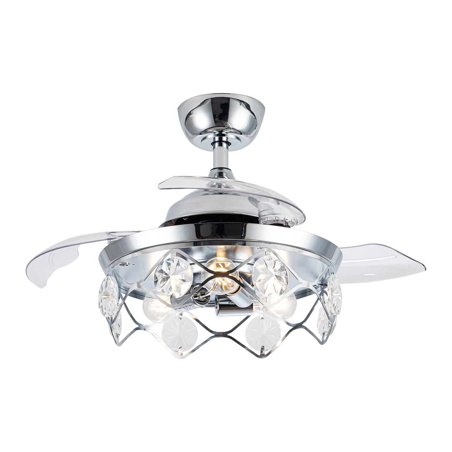 Luxe Twirl 36" Modern 3-Blades Chrome Retractable Fandalier Ceiling Fan