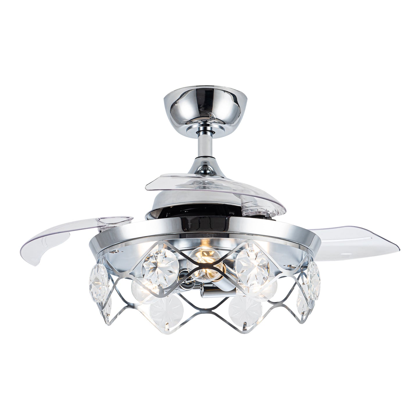 Luxe Twirl 36" Modern 3-Blades Chrome Retractable Fandalier Ceiling Fan