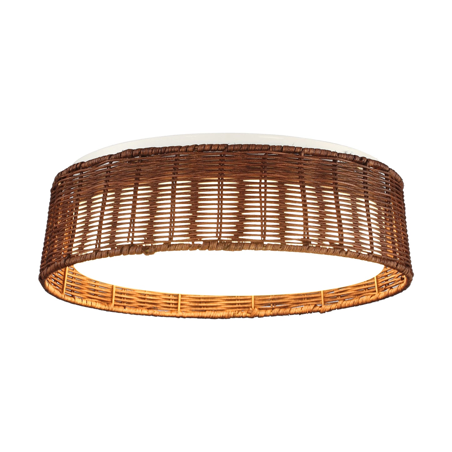 Lusteria 17" Brown Rattan LED Flush Mount Ceiling Light
