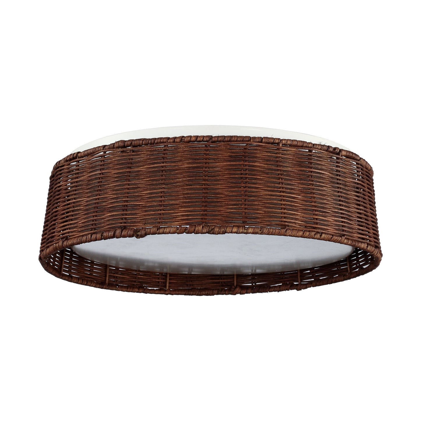 Lusteria 17" Brown Rattan LED Flush Mount Ceiling Light