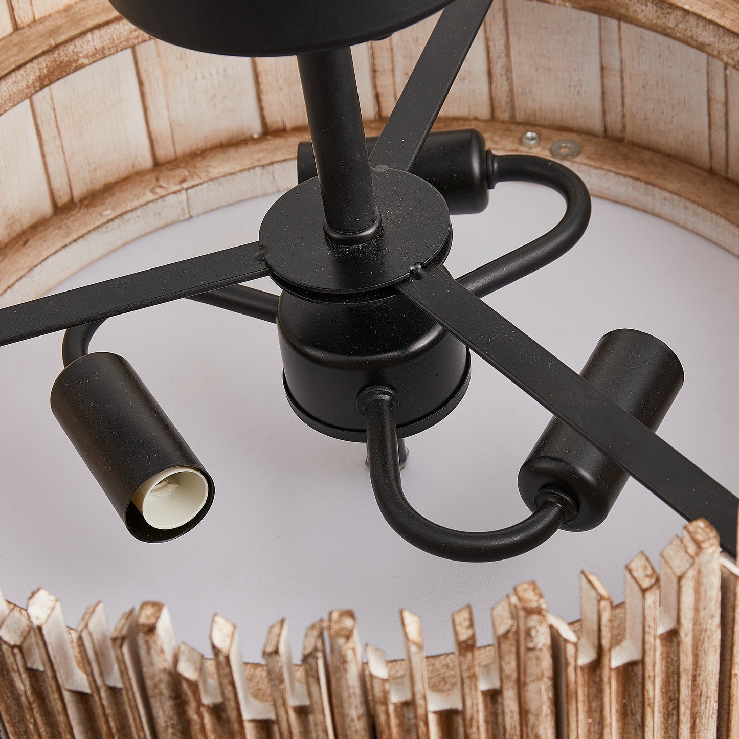 Lusteria 16" Wood Farmhouse 3-Light LED Semi-Flush Mount Ceiling Lighting