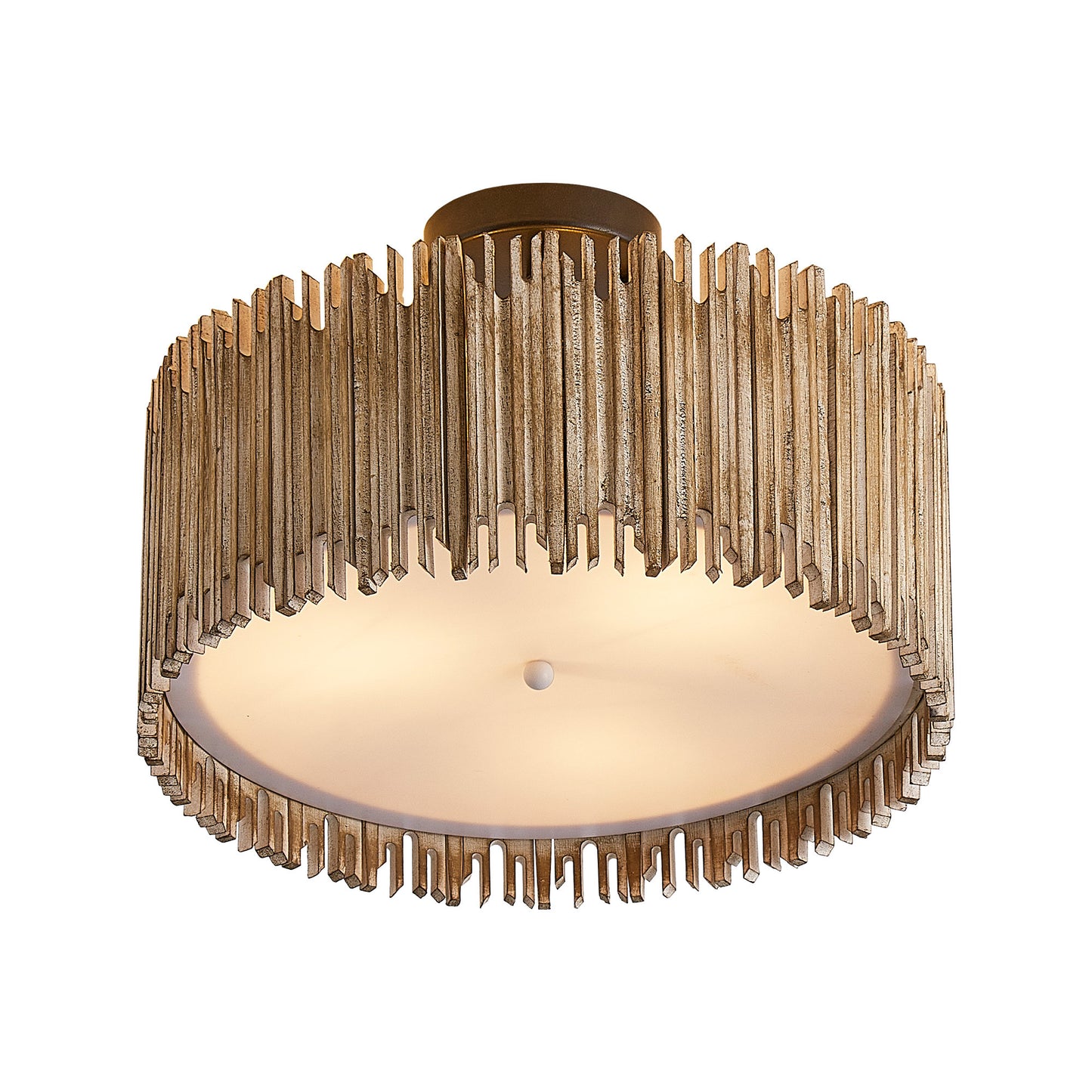 Lusteria 16" Wood Farmhouse 3-Light LED Semi-Flush Mount Ceiling Lighting