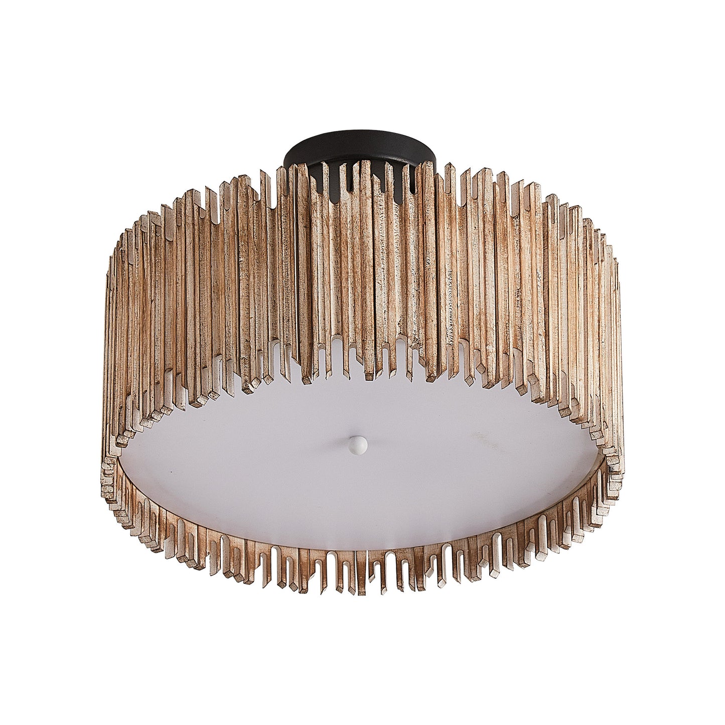 Lusteria 16" Wood Farmhouse 3-Light LED Semi-Flush Mount Ceiling Lighting