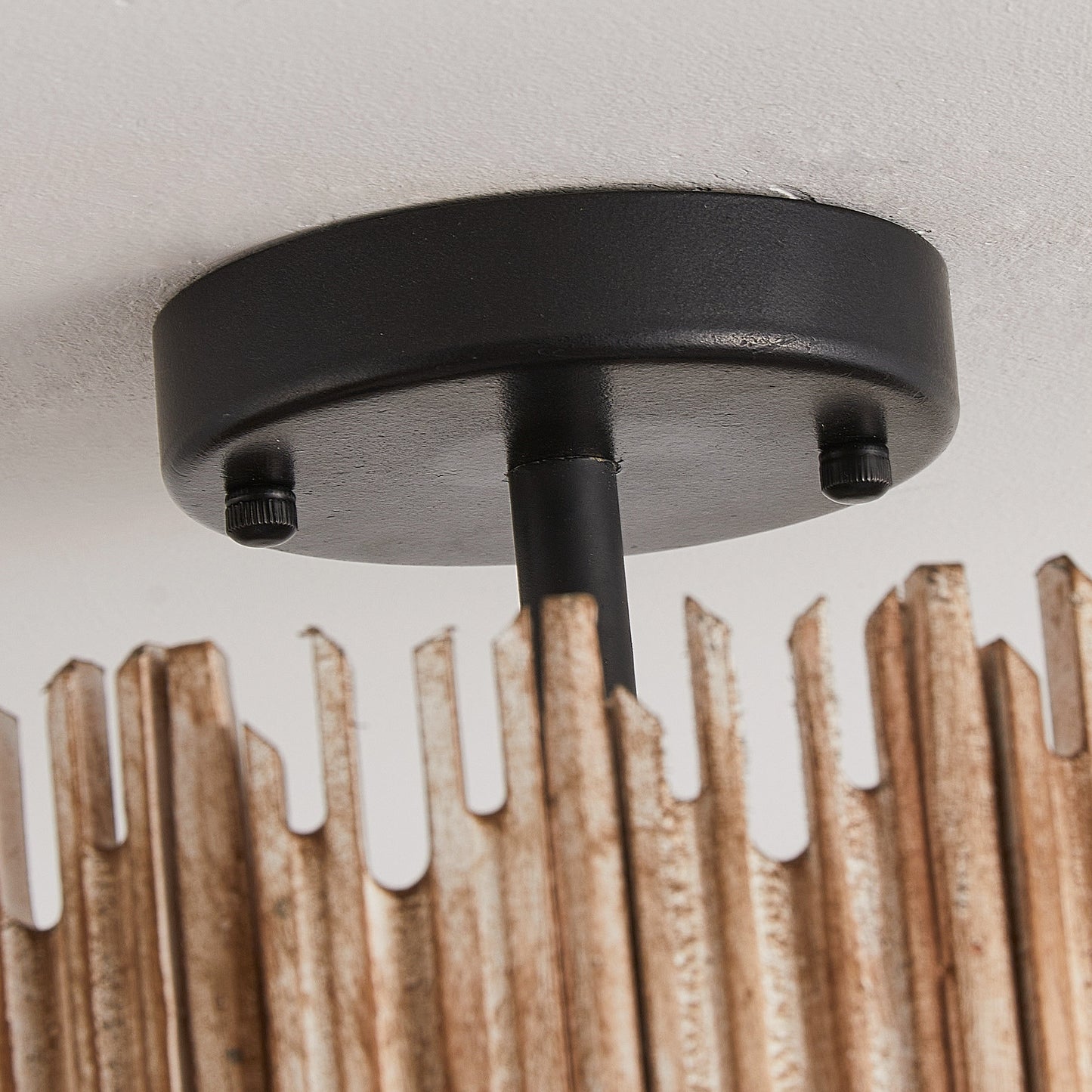 Lusteria 16" Wood Farmhouse 3-Light LED Semi-Flush Mount Ceiling Lighting