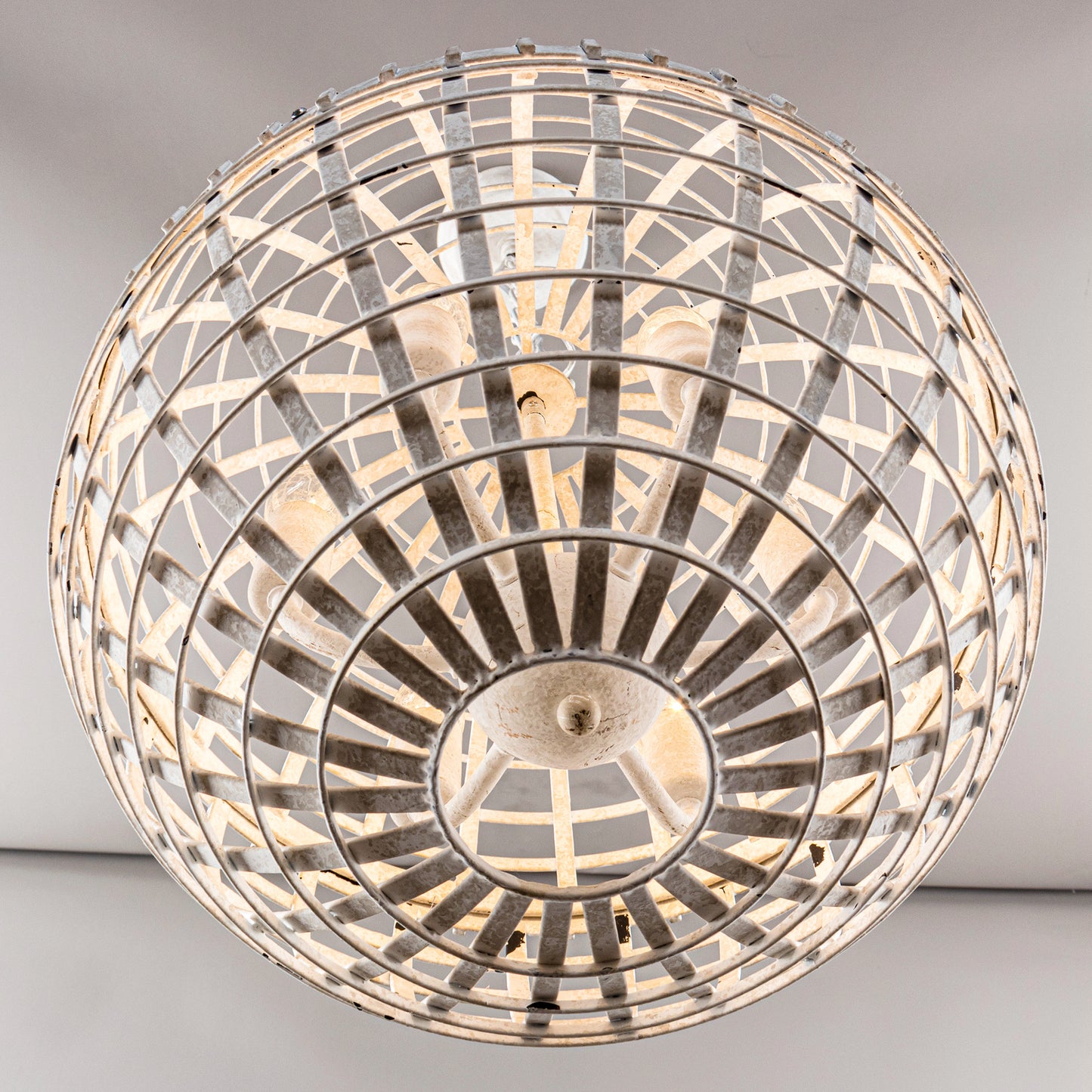 Lusteria 16" Antique White 6-Light Globe Farmhouse Chandelier