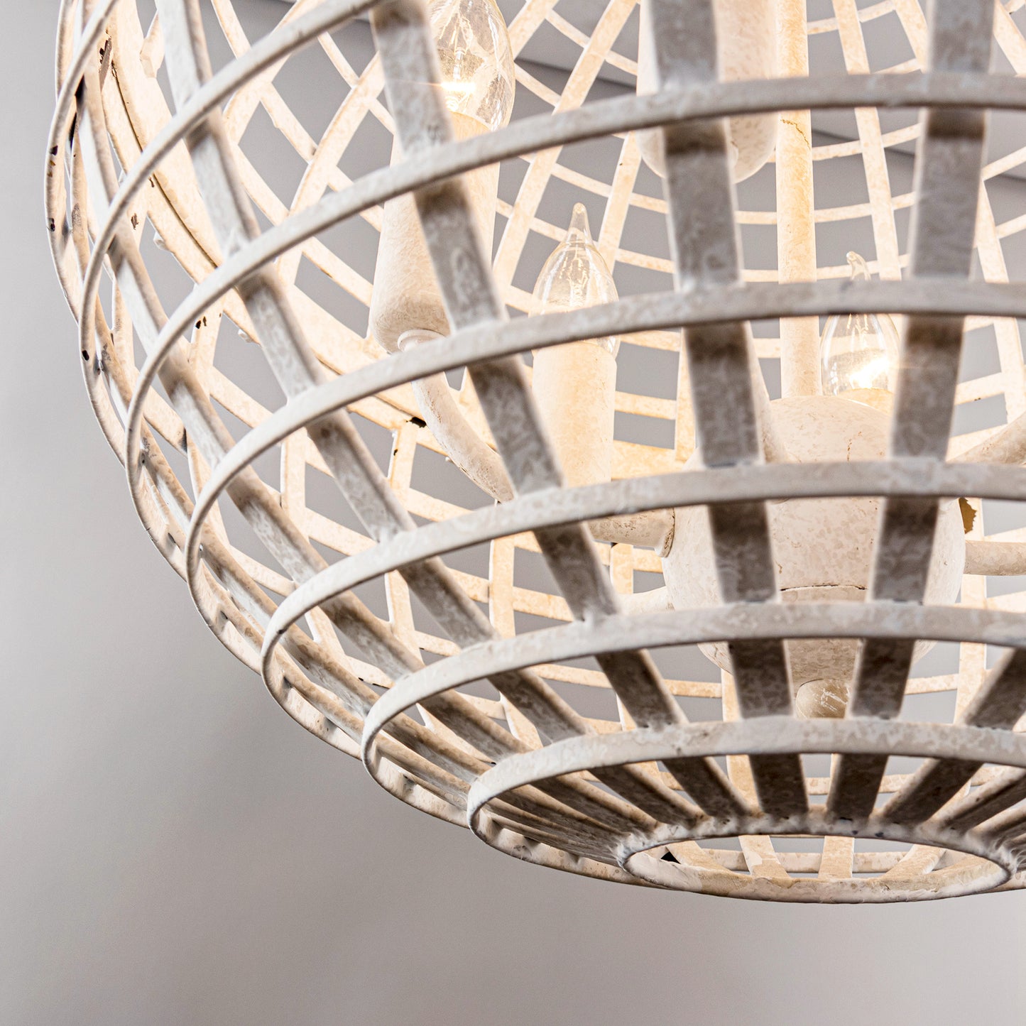 Lusteria 16" Antique White 6-Light Globe Farmhouse Chandelier