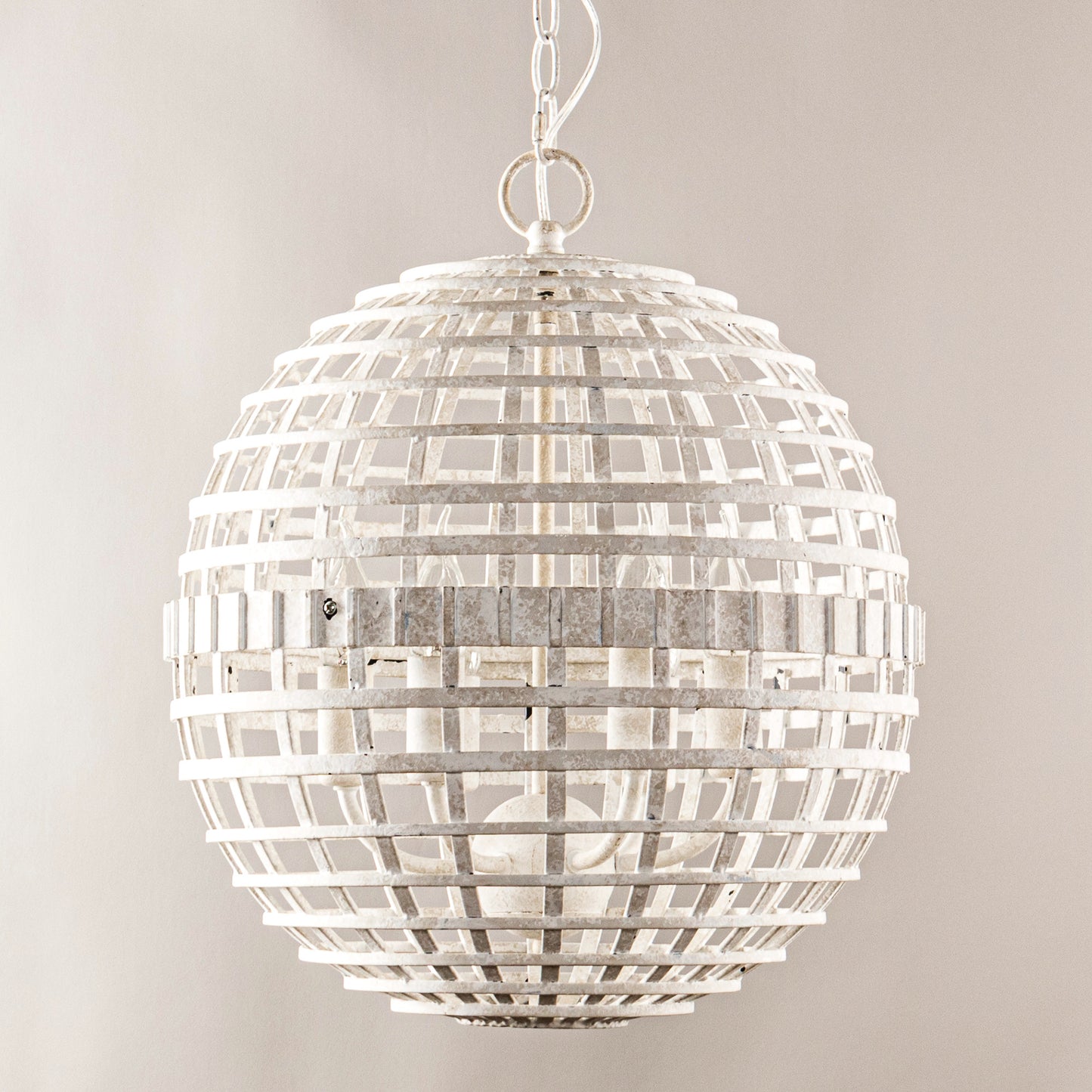 Lusteria 16" Antique White 6-Light Globe Farmhouse Chandelier