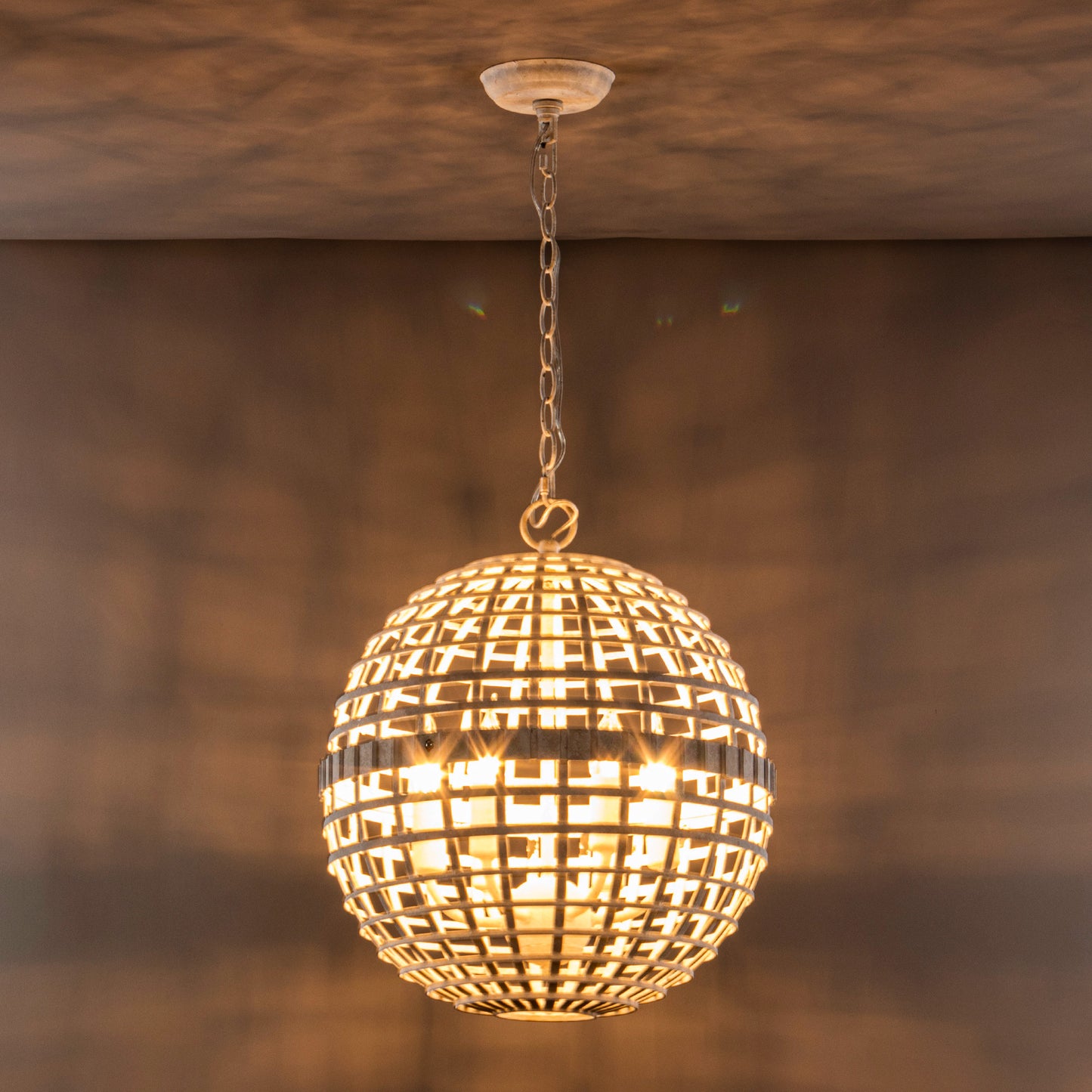 Lusteria 16" Antique White 6-Light Globe Farmhouse Chandelier
