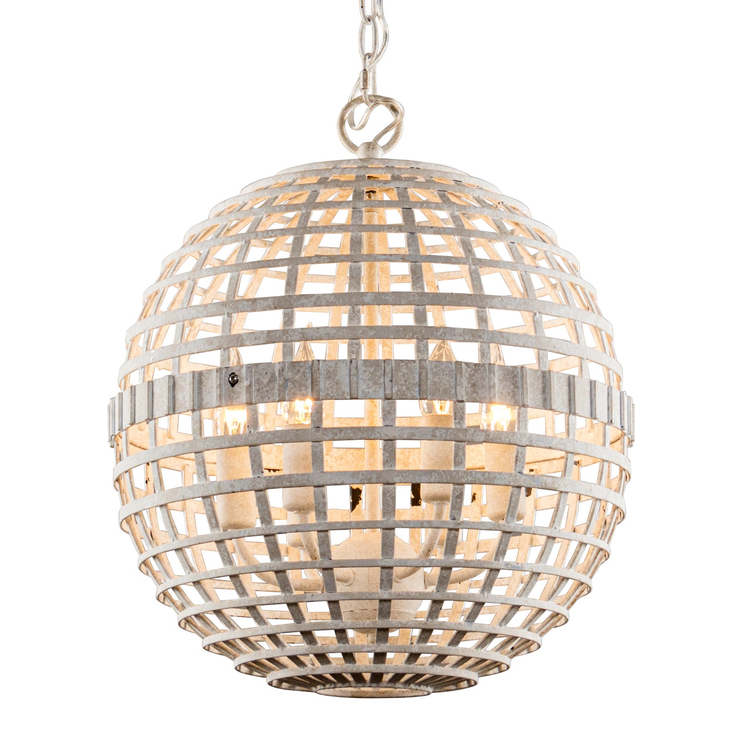 Lusteria 16" Antique White 6-Light Globe Farmhouse Chandelier