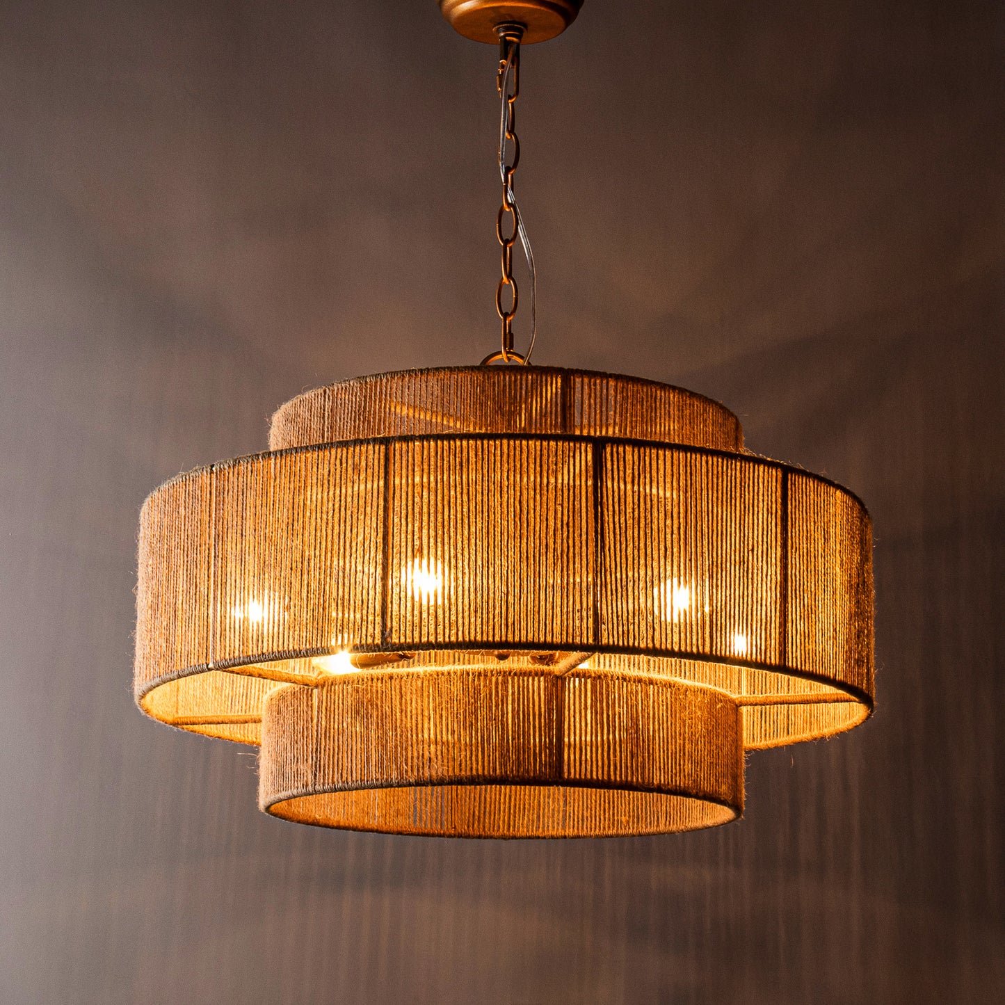 Lusteria 24" Gold 2-Tiered 6-Light Farmhouse Chandelier