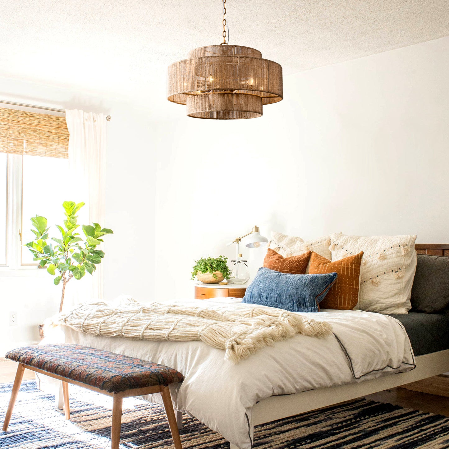 Lusteria 24" Gold 2-Tiered 6-Light Farmhouse Chandelier