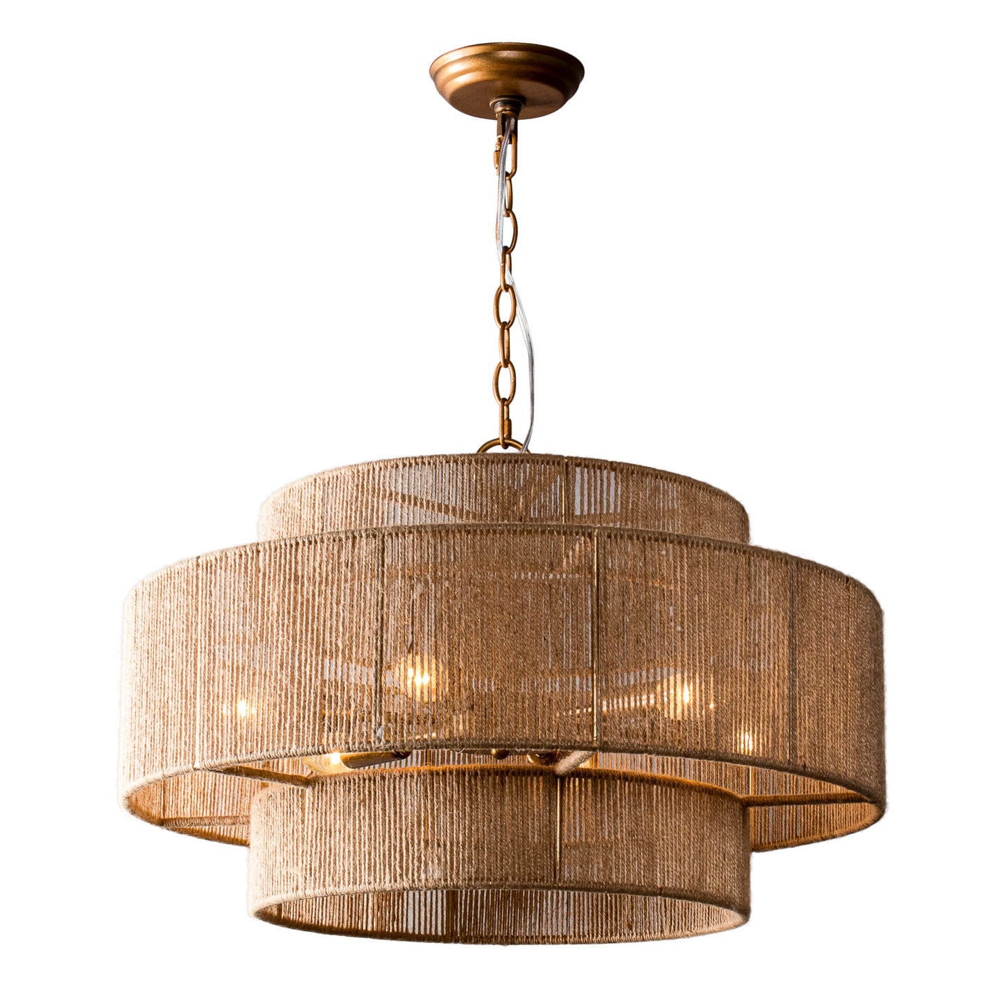Lusteria 24" Gold 2-Tiered 6-Light Farmhouse Chandelier