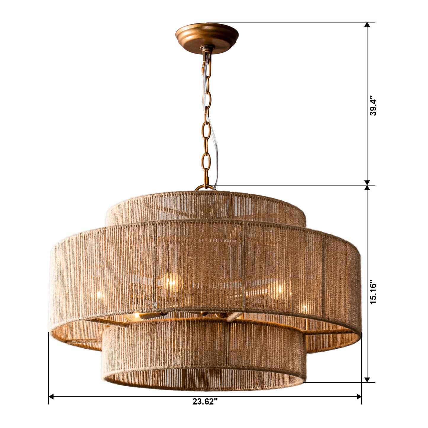 Lusteria 24" Gold 2-Tiered 6-Light Farmhouse Chandelier