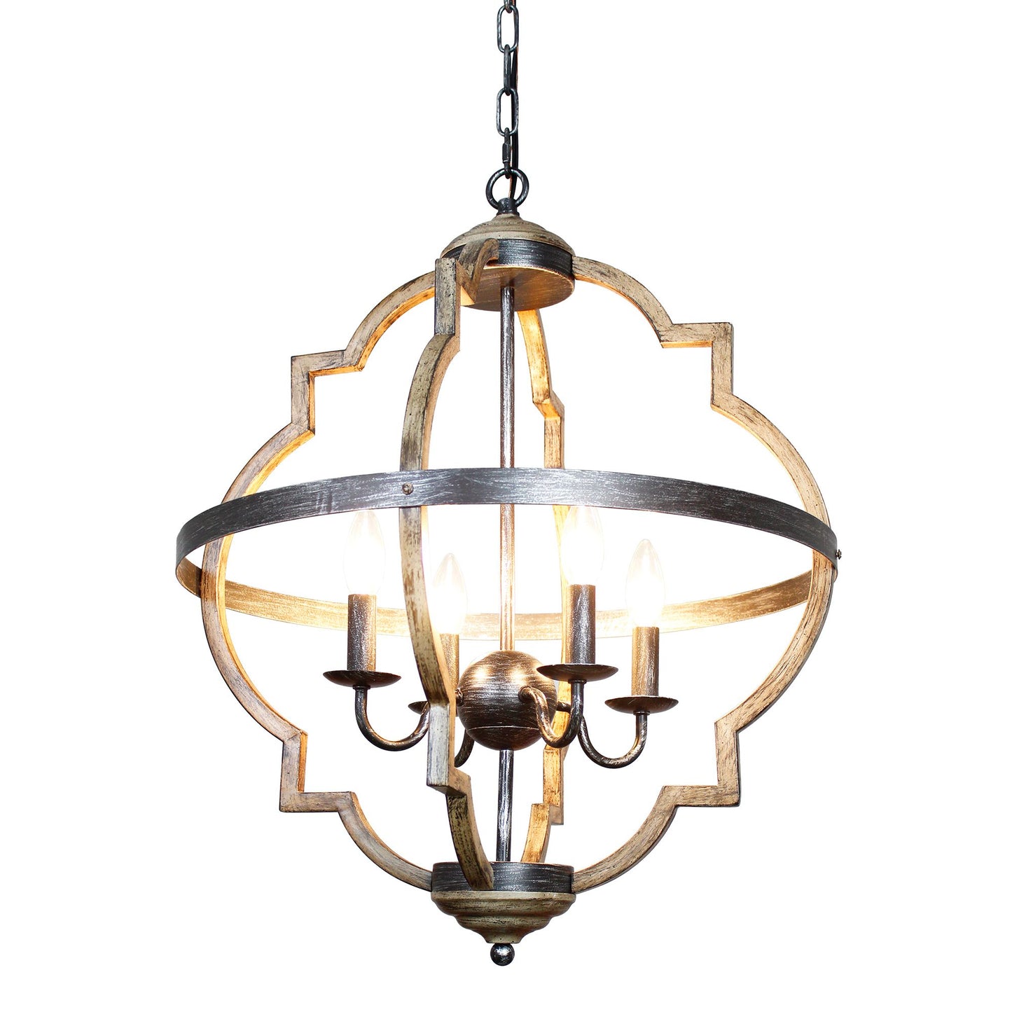 Lusteria Farmhouse Black 4-Light Distressed Candlestick Island Chandelier