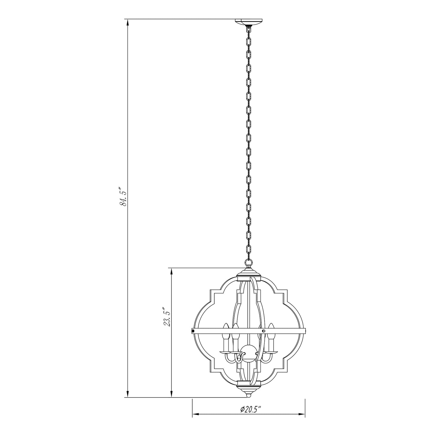 Lusteria Farmhouse Black 4-Light Distressed Candlestick Island Chandelier