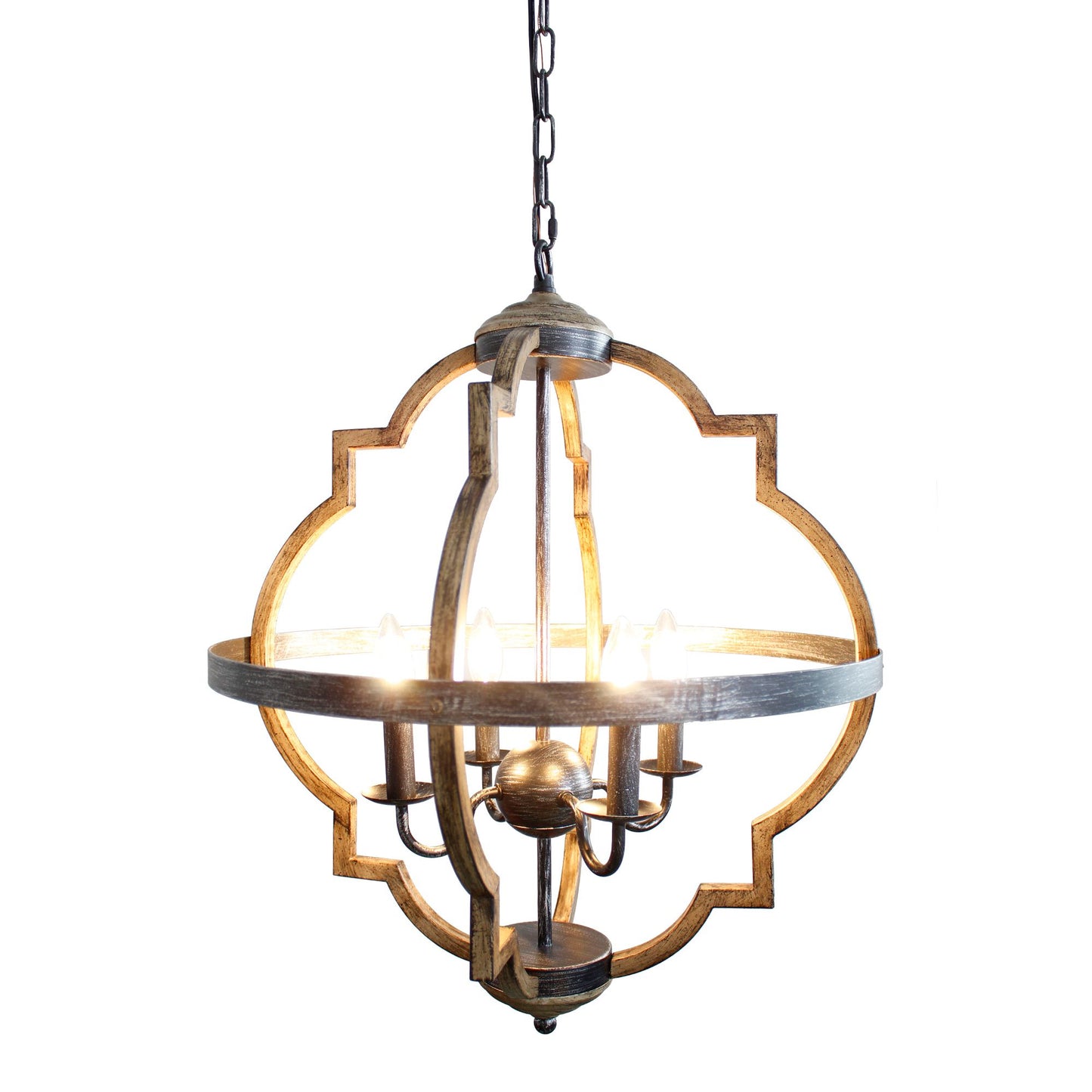 Lusteria Farmhouse Black 4-Light Distressed Candlestick Island Chandelier