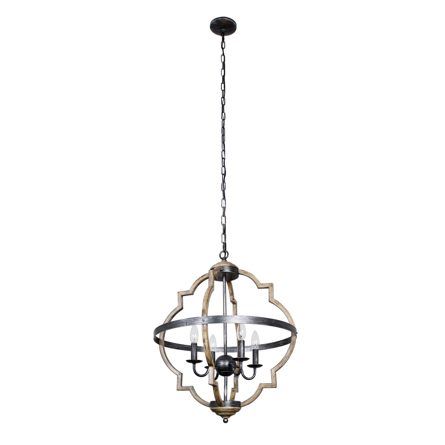 Lusteria Farmhouse Black 4-Light Distressed Candlestick Island Chandelier