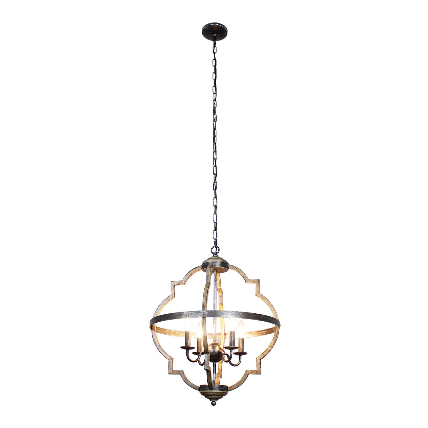 Lusteria Farmhouse Black 4-Light Distressed Candlestick Island Chandelier