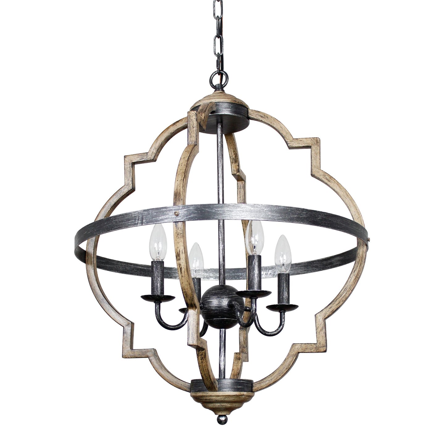 Lusteria Farmhouse Black 4-Light Distressed Candlestick Island Chandelier