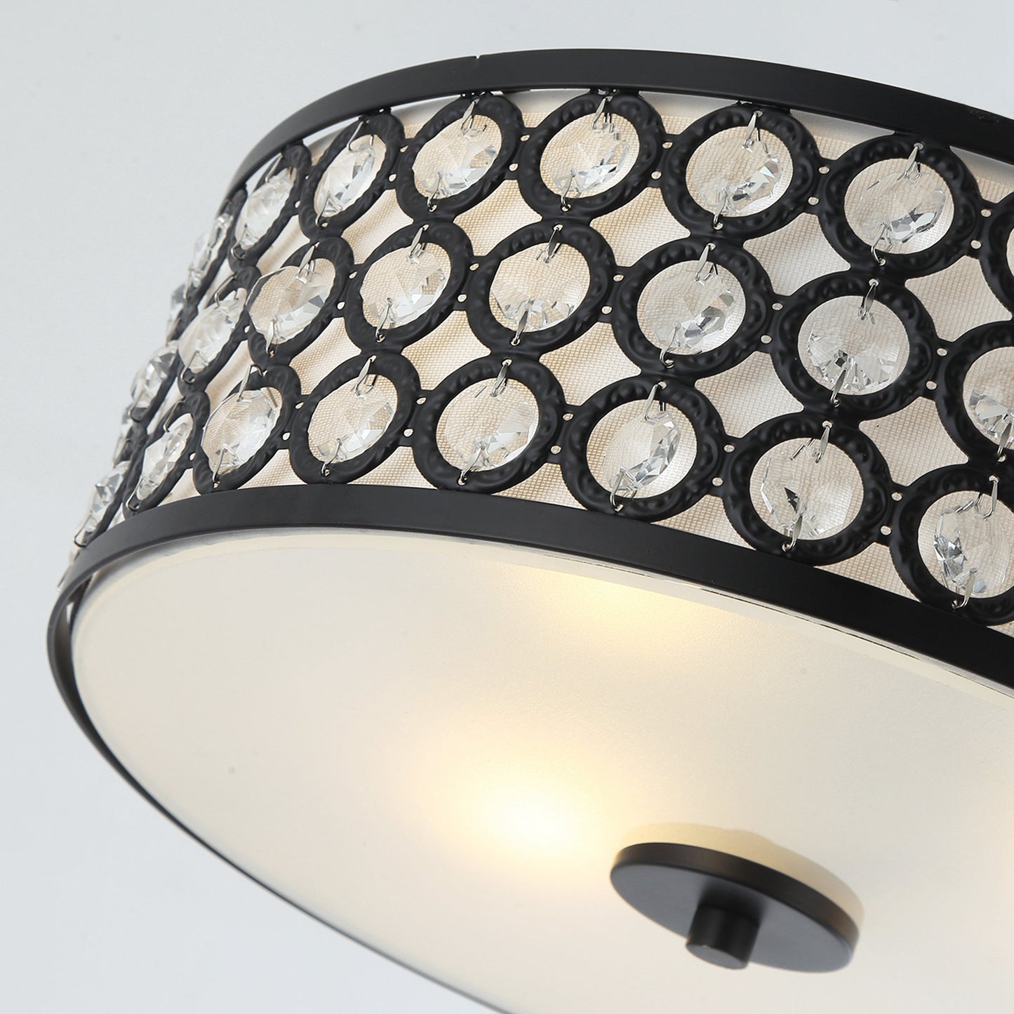 Lusteria Modern Black Crystal Flush Mount Ceiling Light