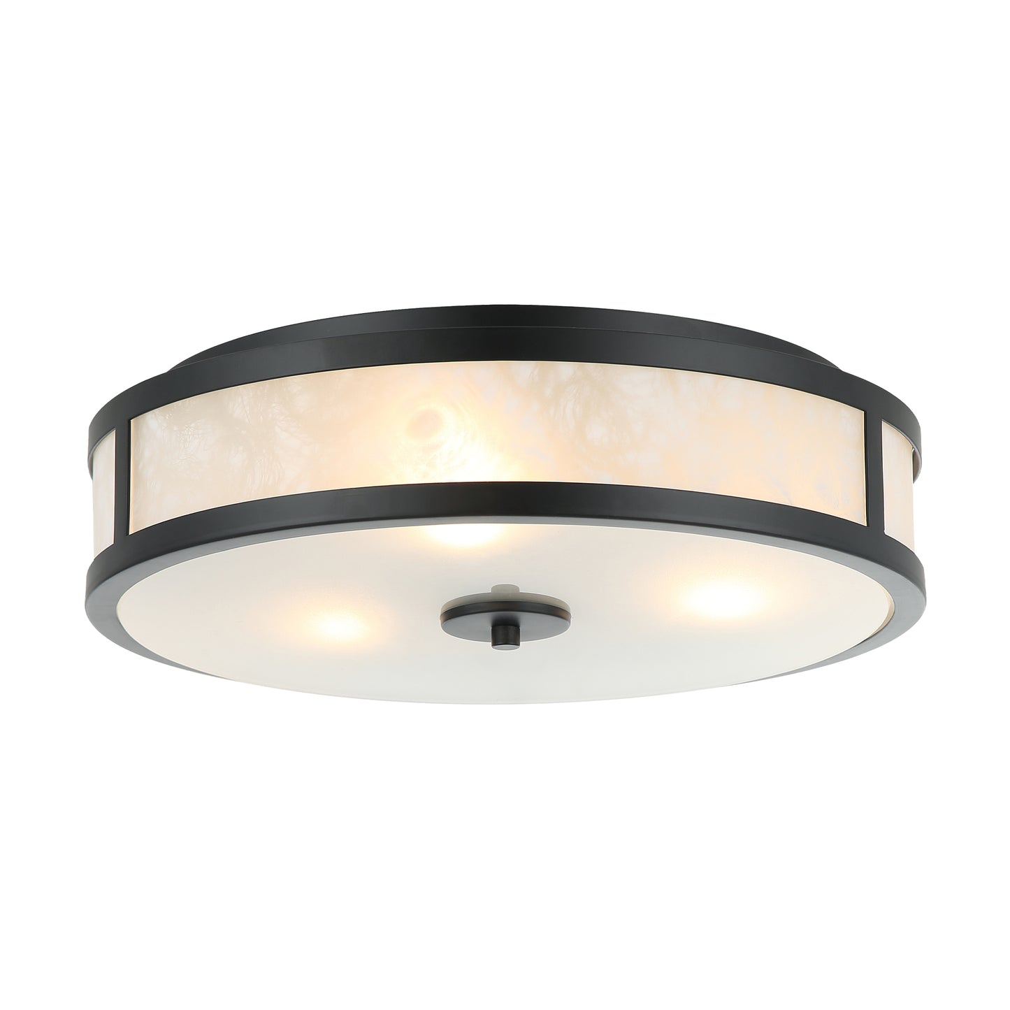 Lusteria 15.7" Modern Black 3-Light Drum Flush Mount Ceiling Light