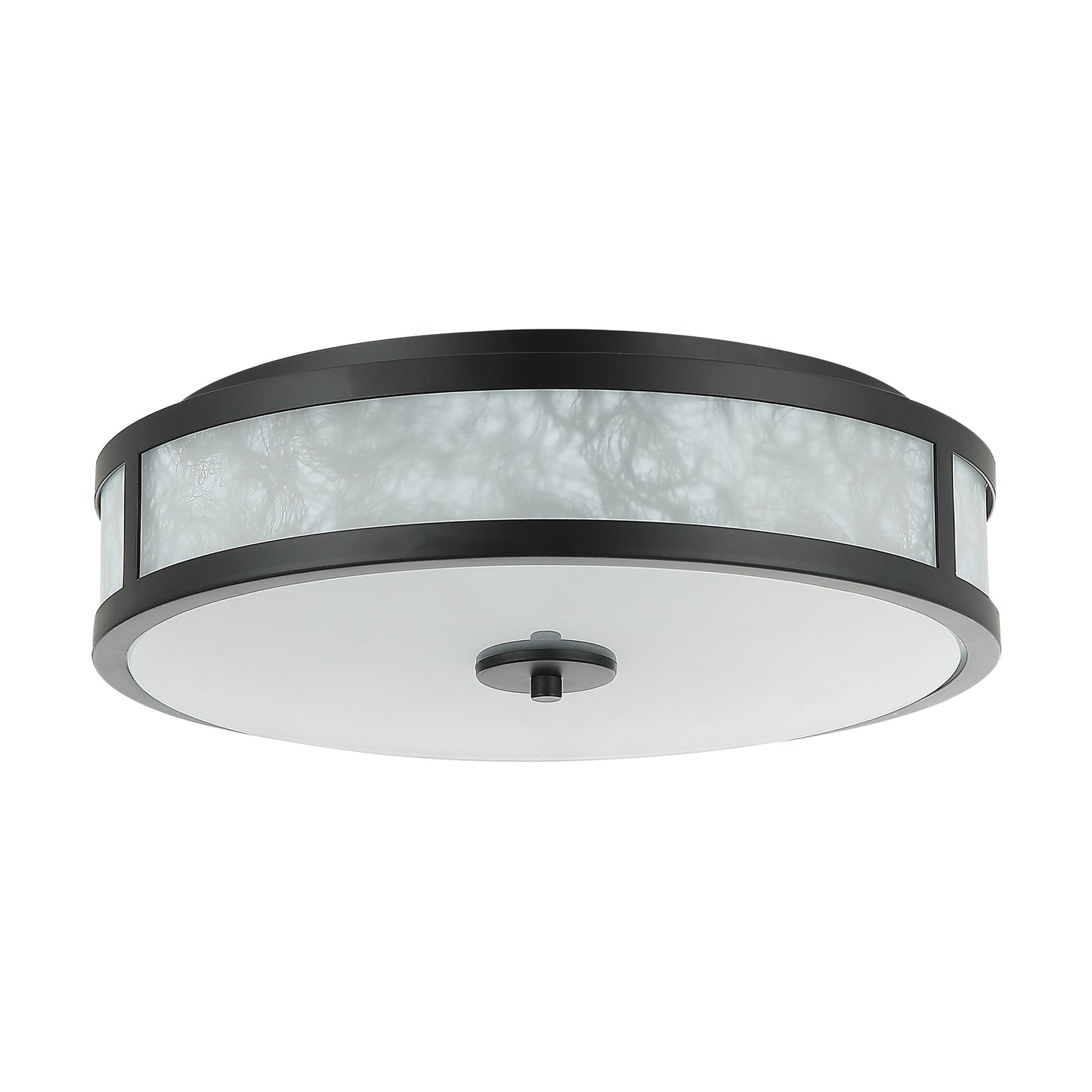 Lusteria 15.7" Modern Black 3-Light Drum Flush Mount Ceiling Light