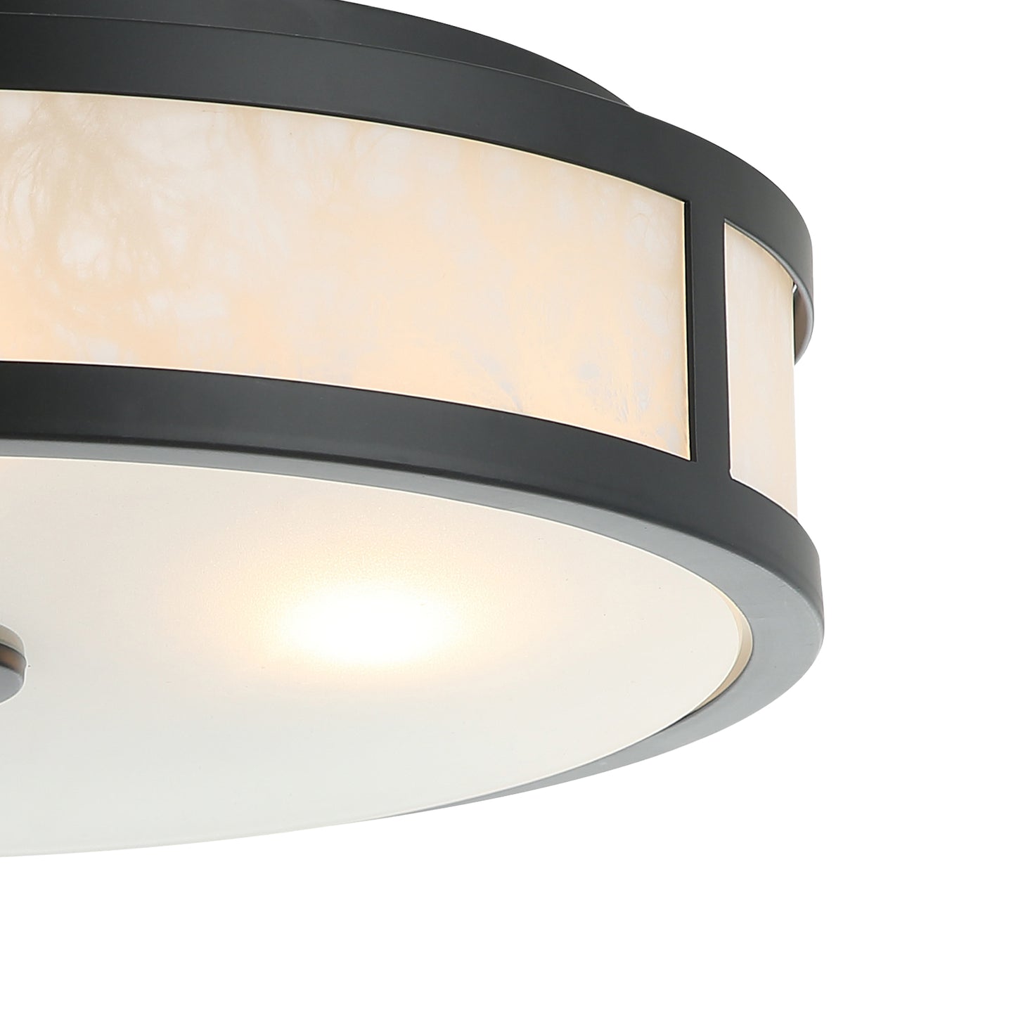 Lusteria 15.7" Modern Black 3-Light Drum Flush Mount Ceiling Light