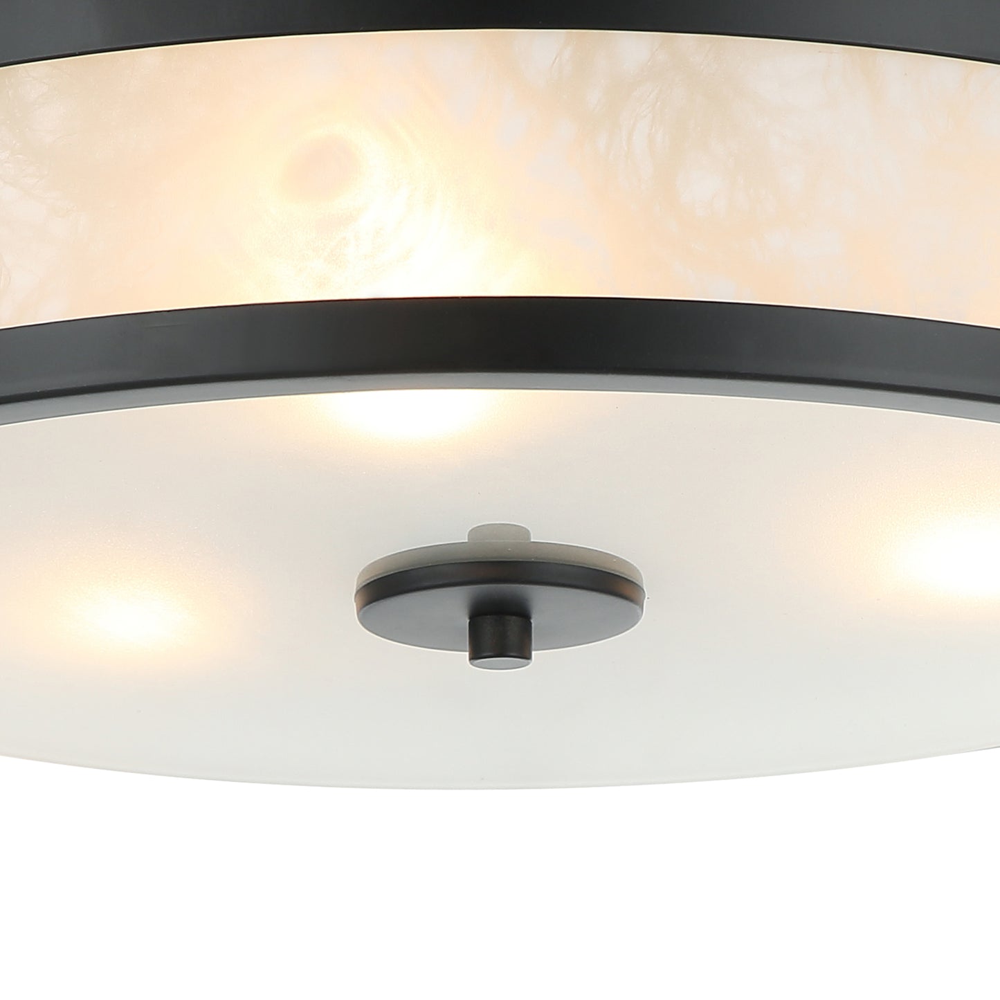 Lusteria 15.7" Modern Black 3-Light Drum Flush Mount Ceiling Light