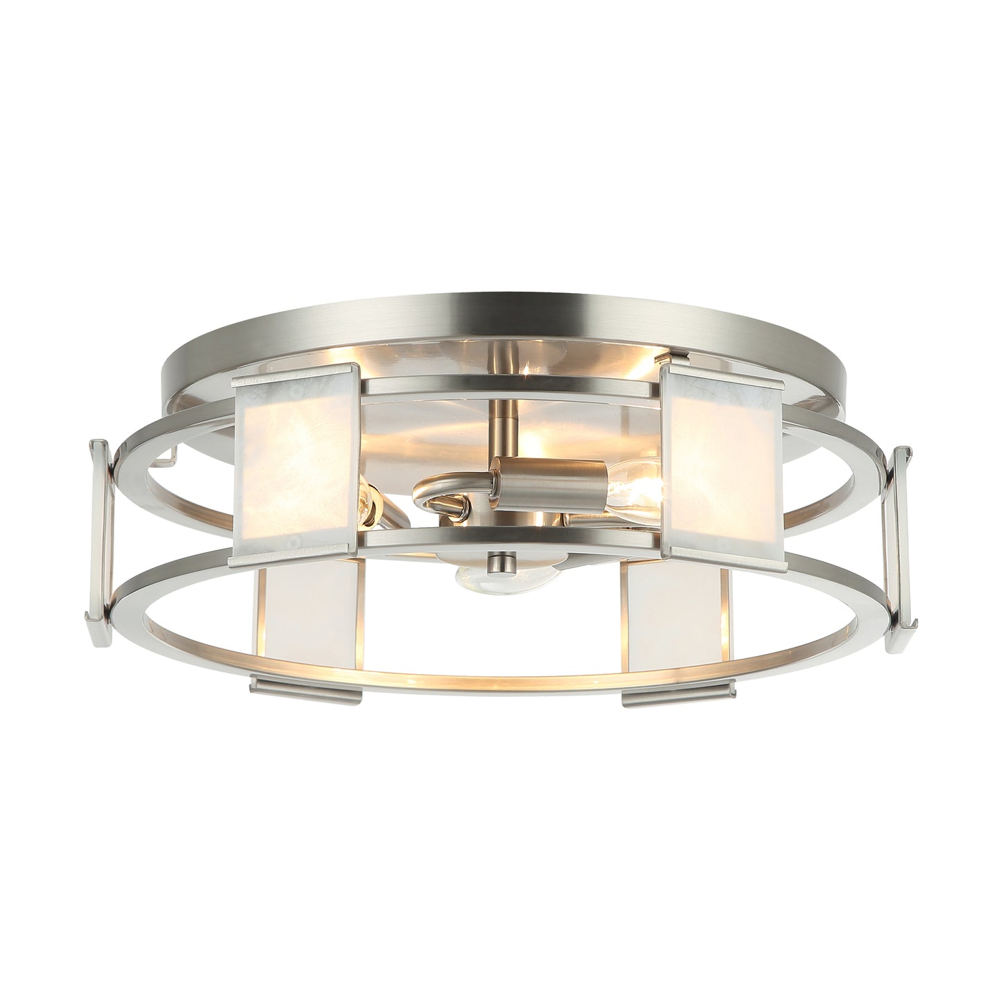 Lusteria 15" Modern Satin Nickel 3-Light Flush Mount Ceiling Light