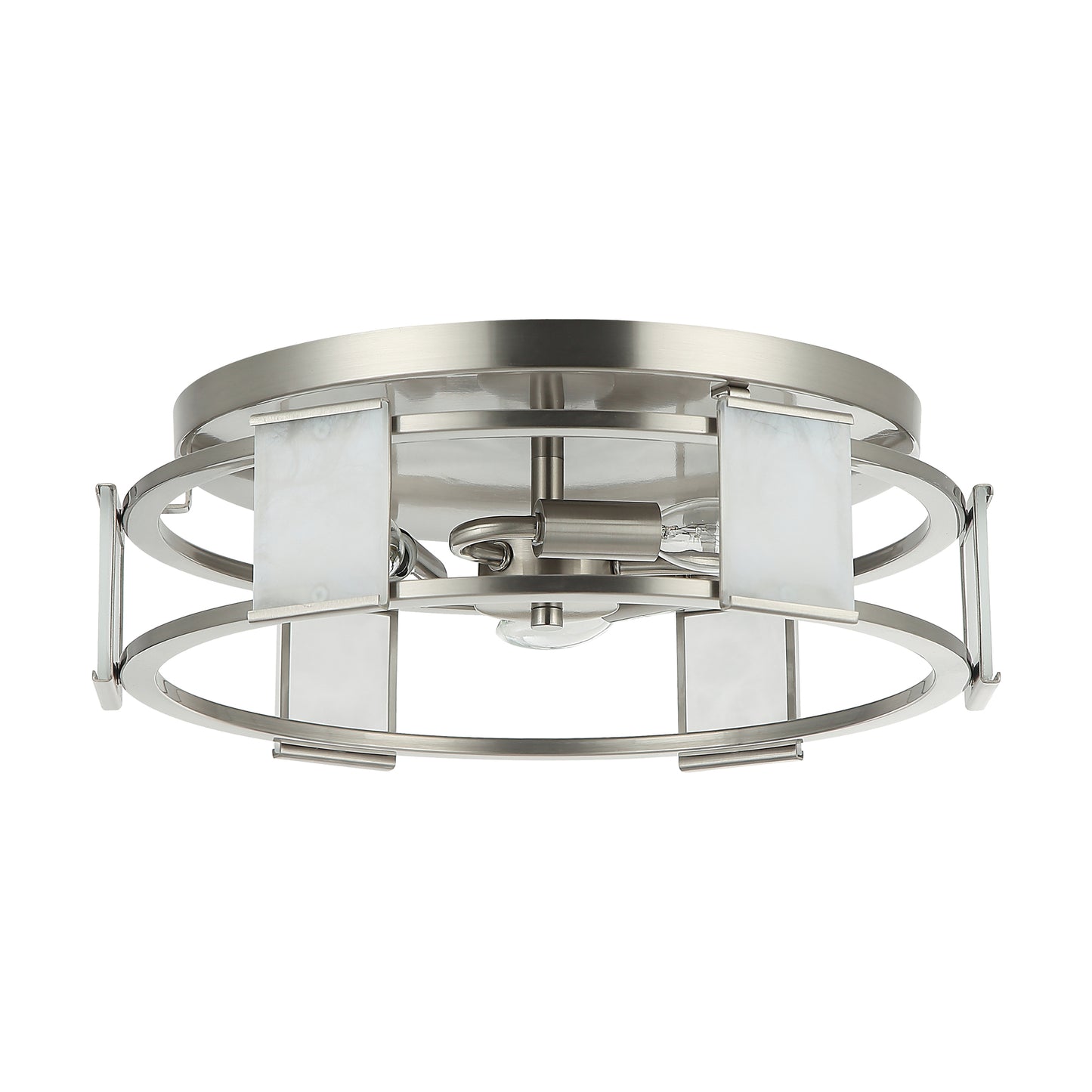 Lusteria 15" Modern Satin Nickel 3-Light Flush Mount Ceiling Light