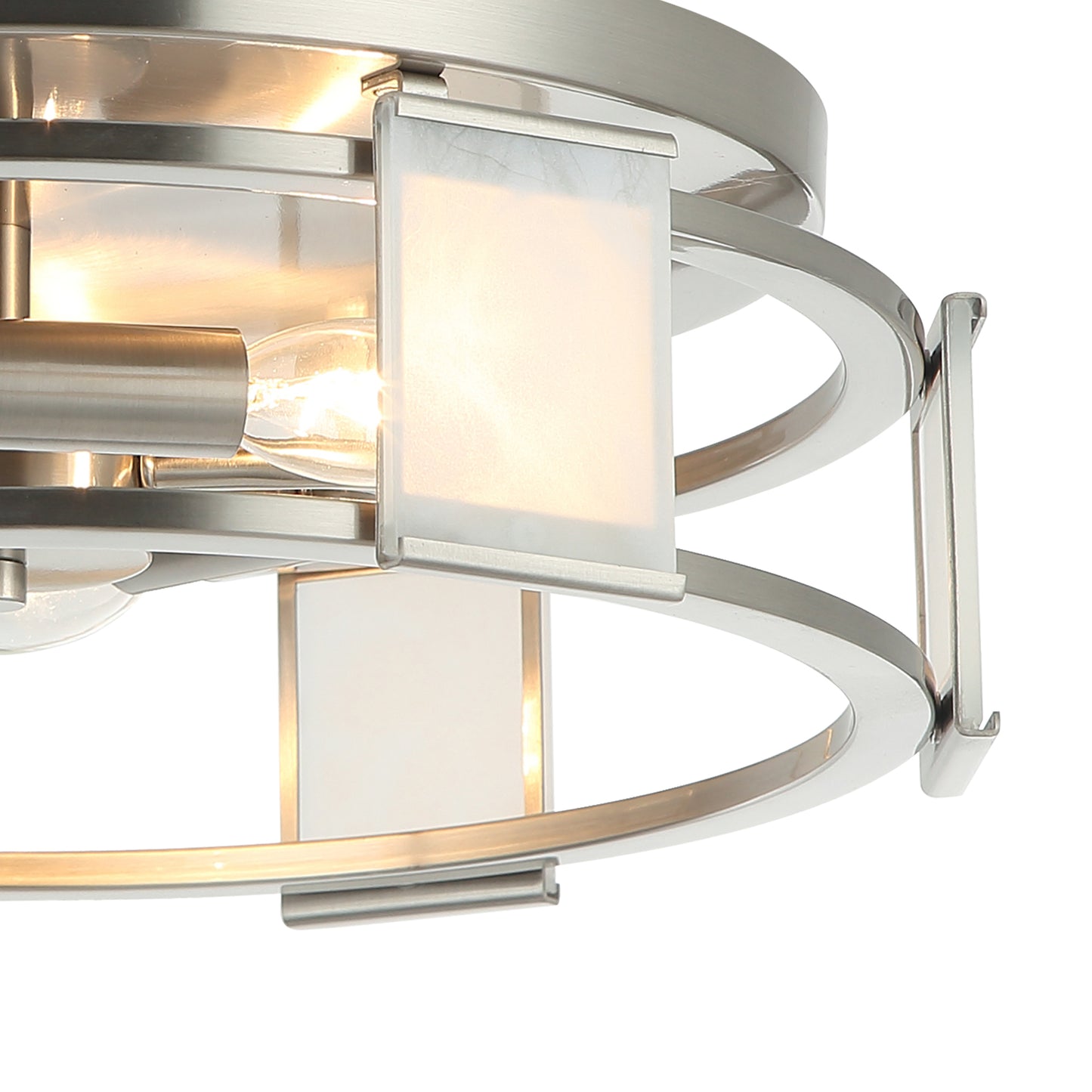 Lusteria 15" Modern Satin Nickel 3-Light Flush Mount Ceiling Light