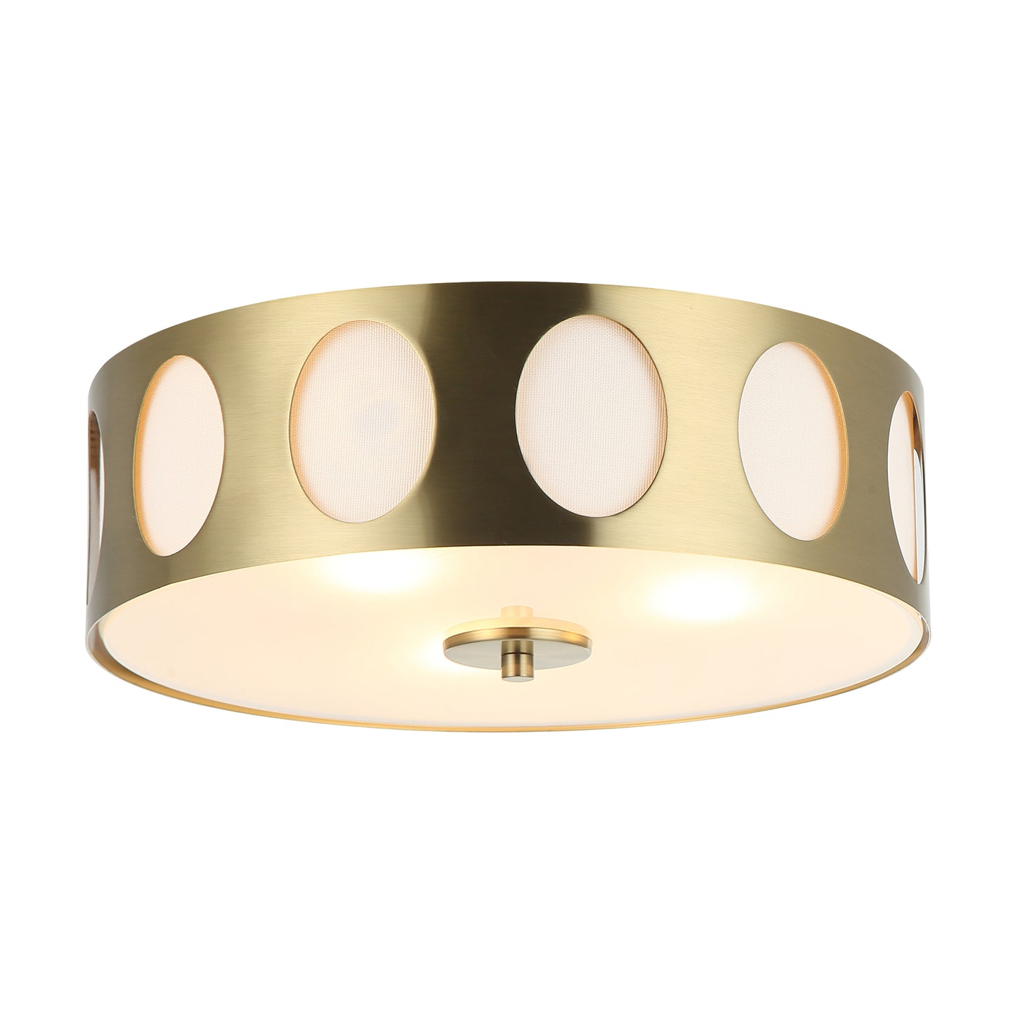 Lusteria 13.8" Modern Gold 3-Light Drum Flush Mount Ceiling Light