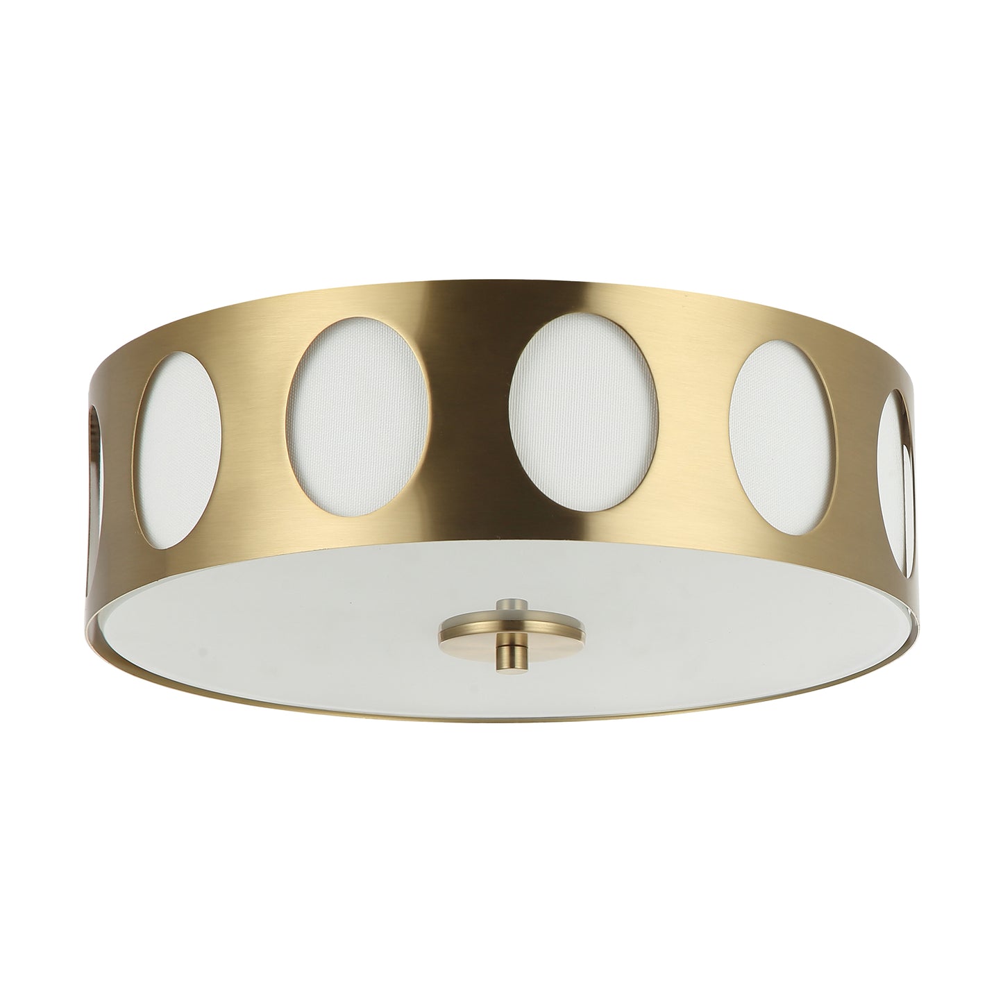 Lusteria 13.8" Modern Gold 3-Light Drum Flush Mount Ceiling Light