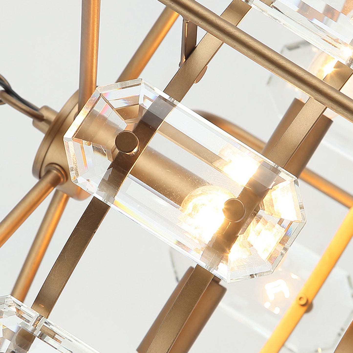 Lusteria Gold Modern 4-Light Cage Crystal Chandelier Light