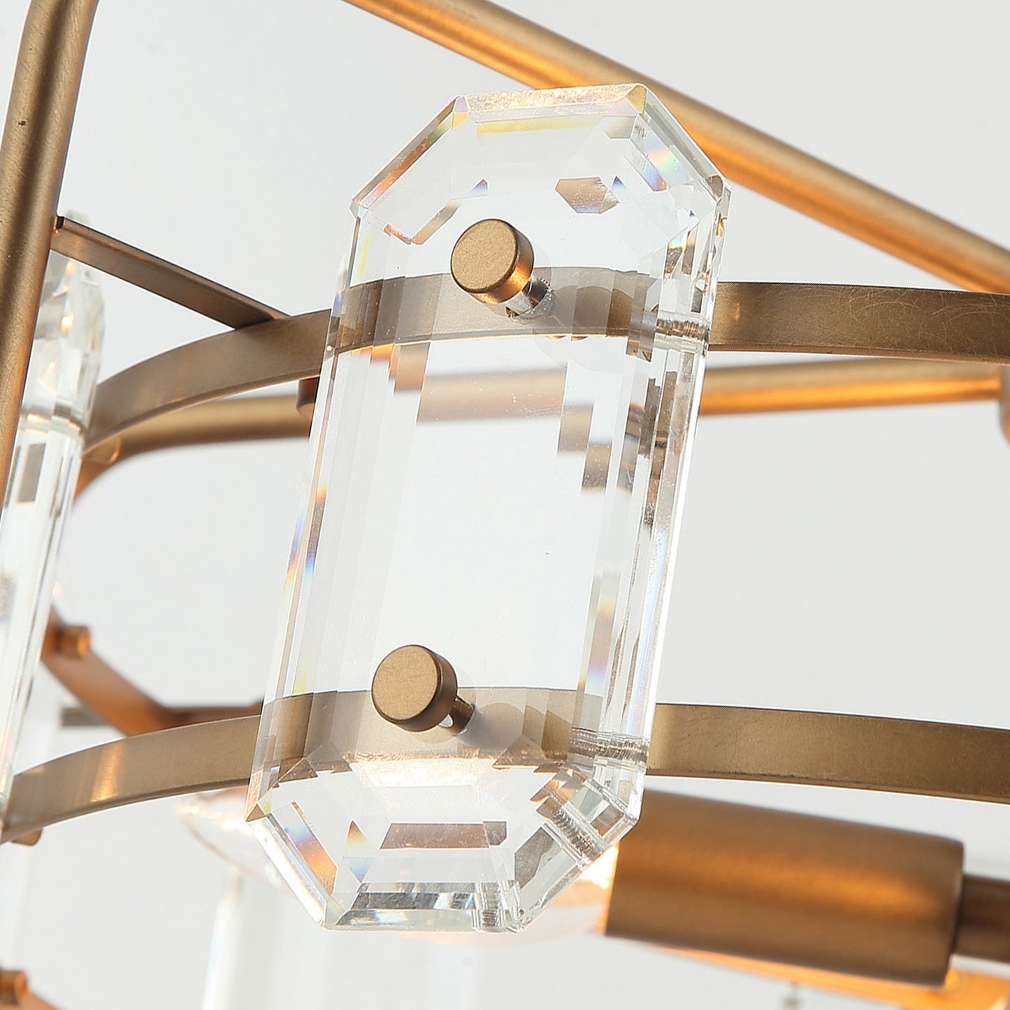 Lusteria Gold Modern 4-Light Cage Crystal Chandelier Light