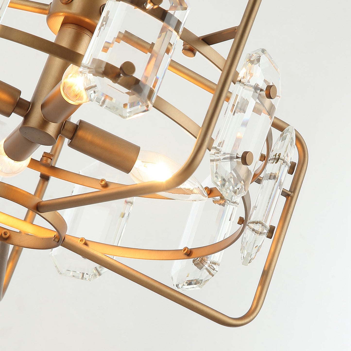 Lusteria Gold Modern 4-Light Cage Crystal Chandelier Light