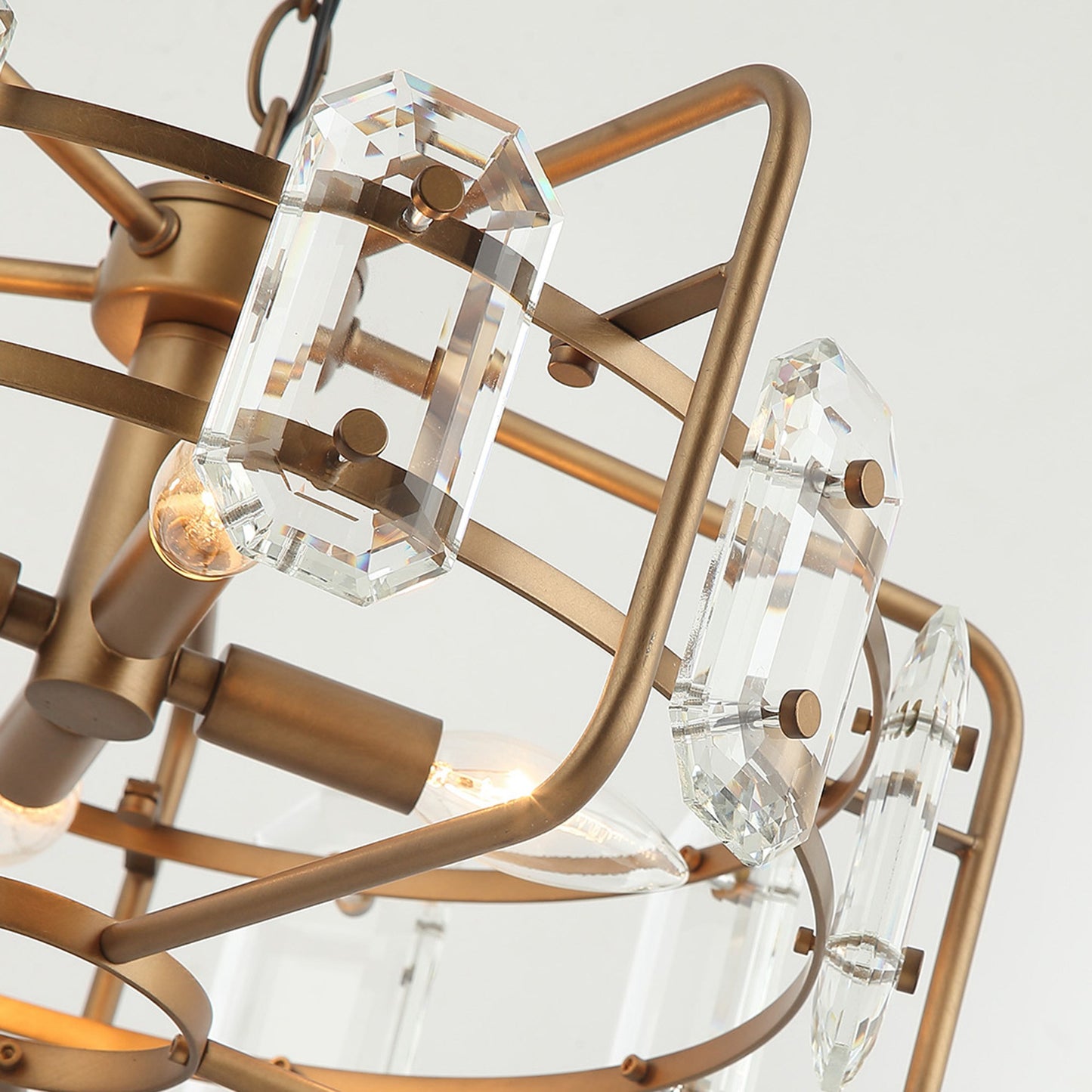 Lusteria Gold Modern 4-Light Cage Crystal Chandelier Light