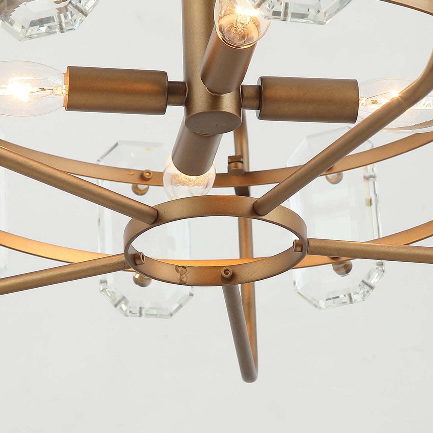 Lusteria Gold Modern 4-Light Cage Crystal Chandelier Light