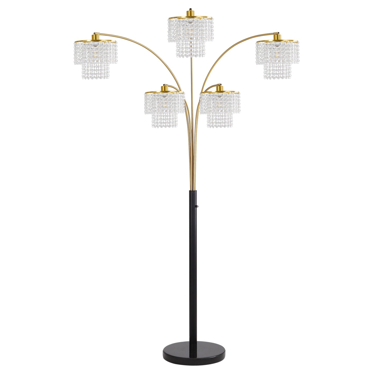 Brio 80" 5-Light Modern Gold Crystal Arc Floor Lamp