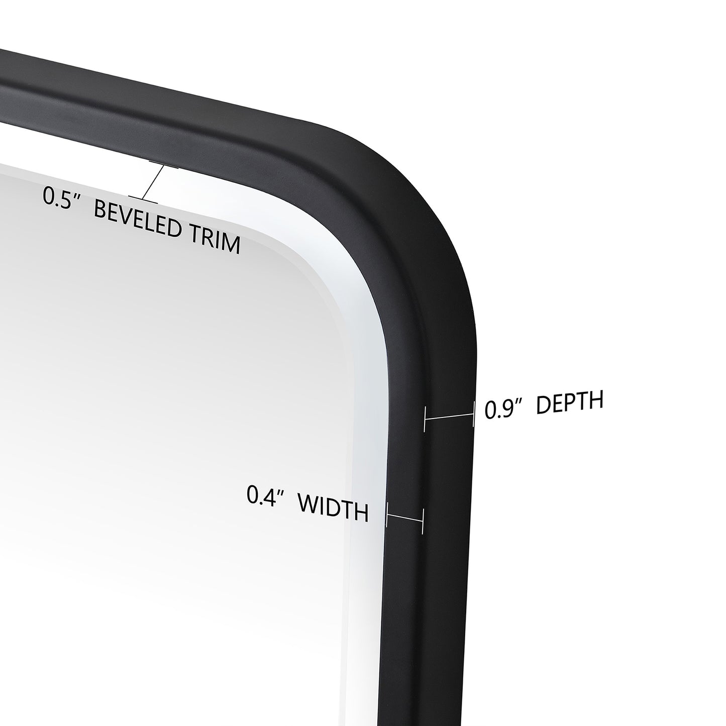 Reflections Sleek Modern Black Beveled Soft Corner Wall Mirror