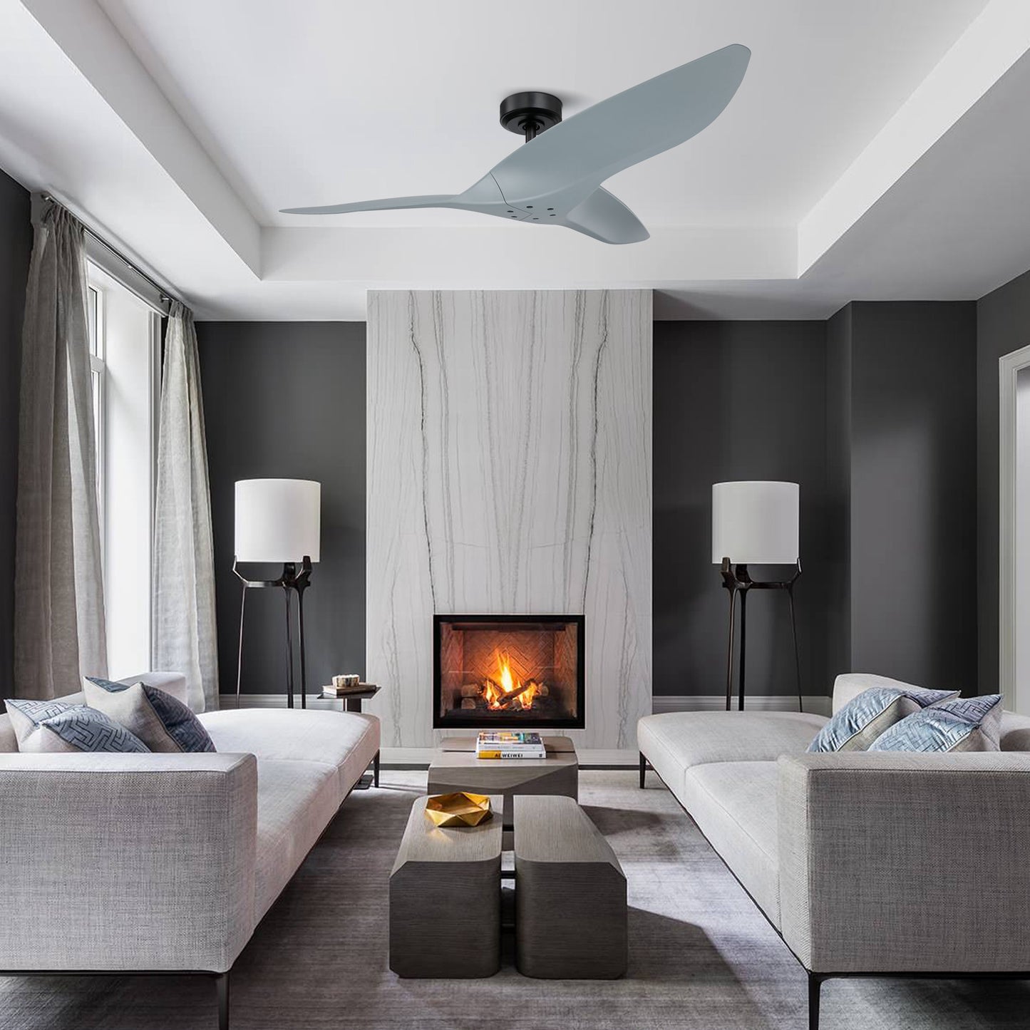 Platinum Breeze Modern 52" Sage Green Downrod Reversible Ceiling Fan