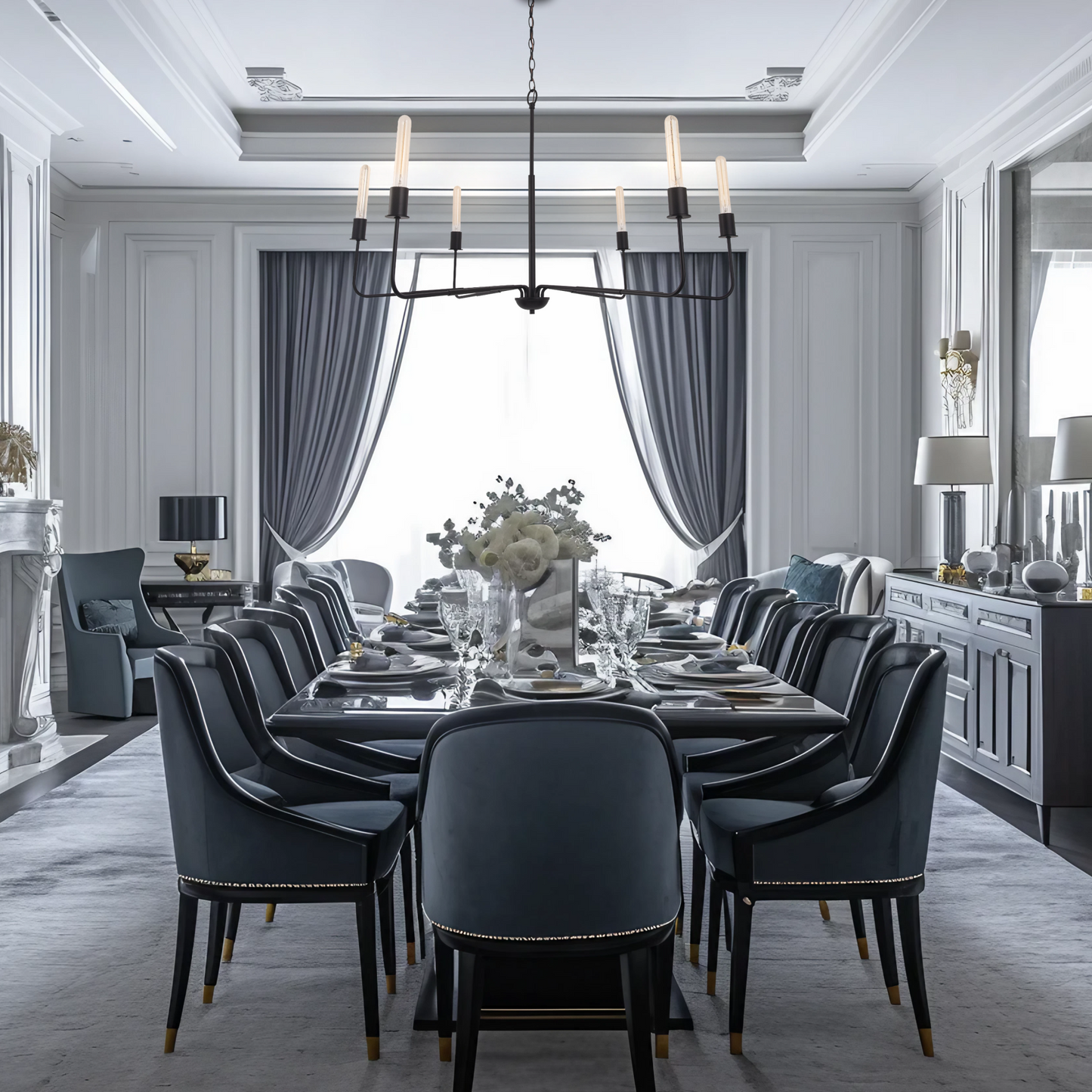 Radiant 6-Light Modern Traditional Black Chandelier