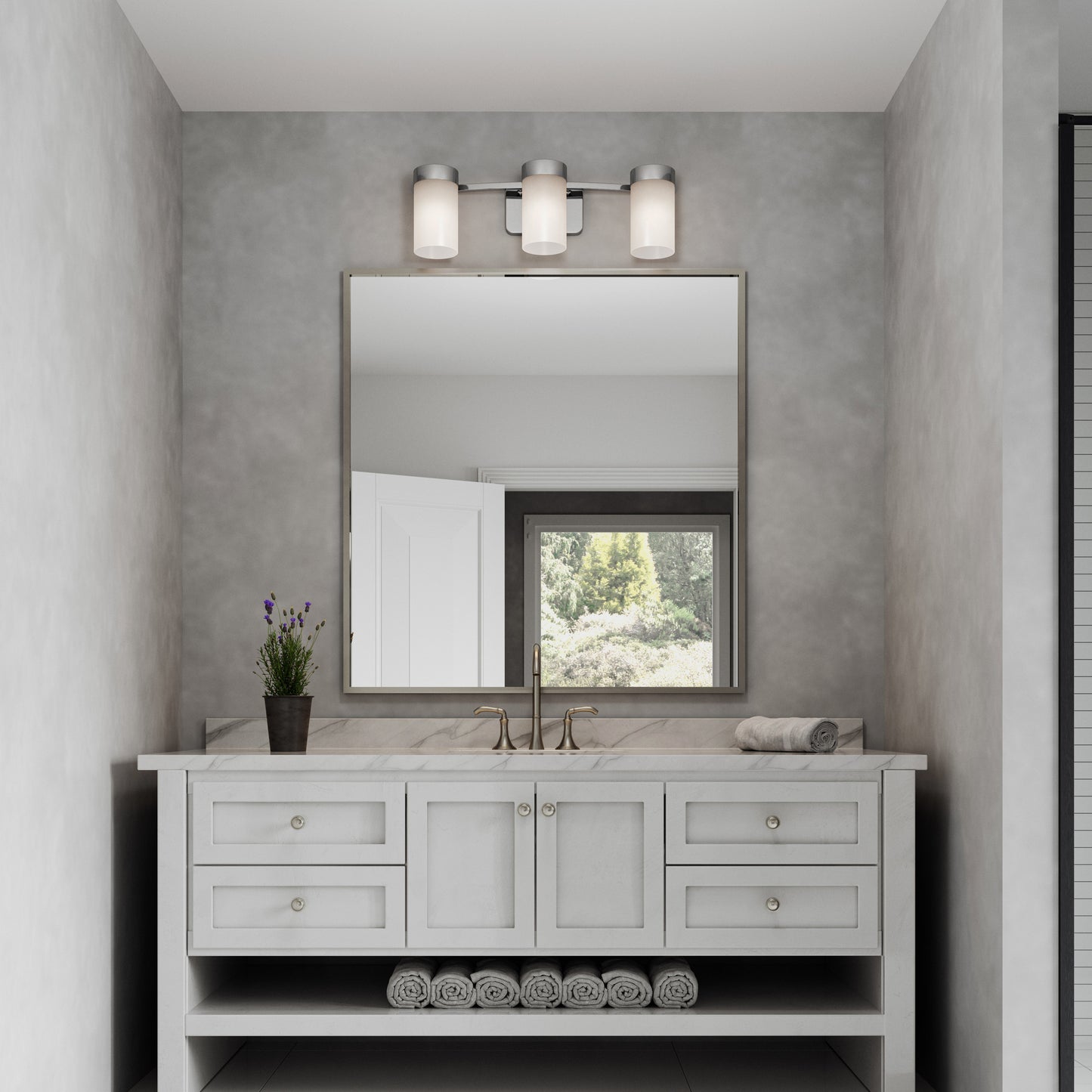 Revis 3-Light Silver Dimmable Bathroom Vanity Light