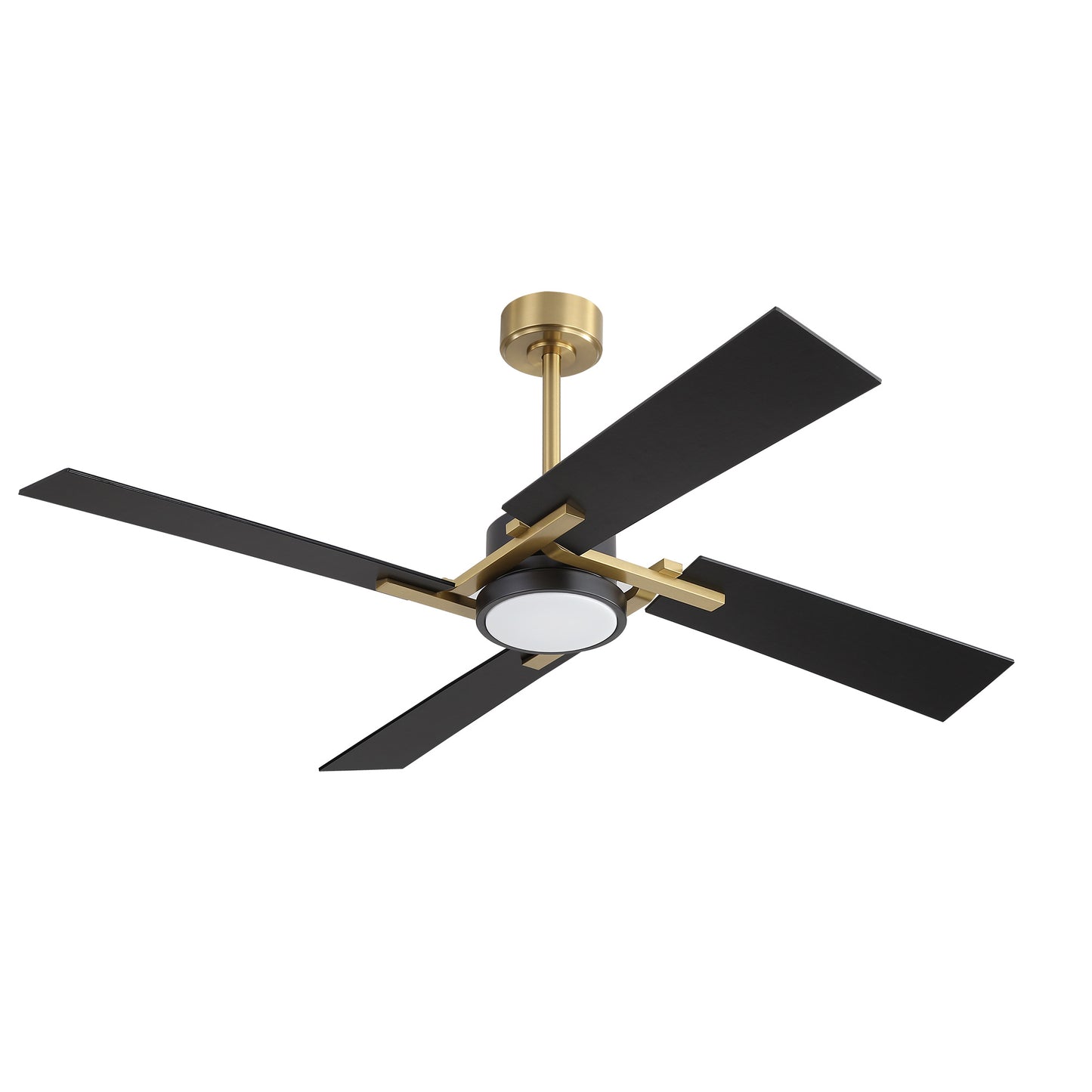 56" Gold and Black Ceiling Fan with LED Light – Modern Dimmable Fan with Remote