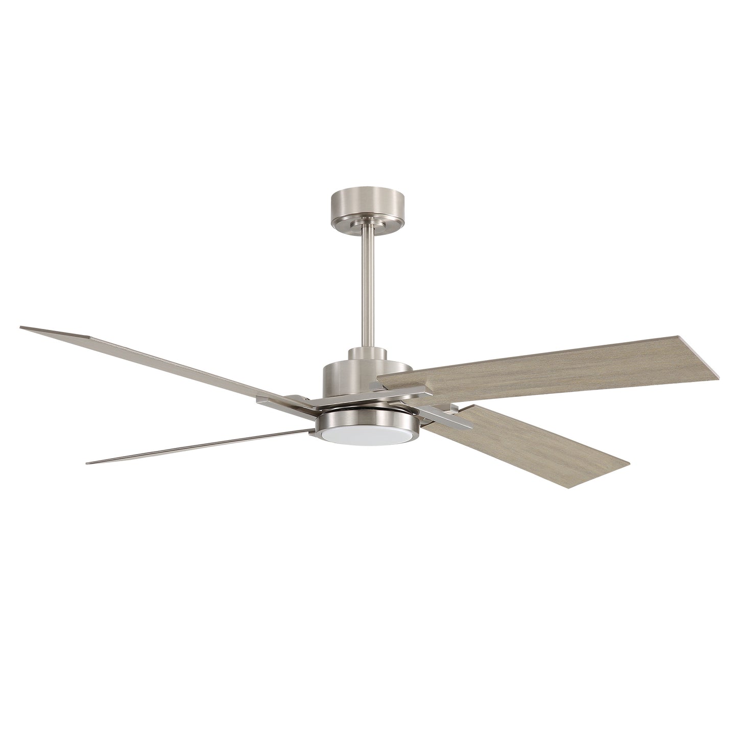 72" Brushed Nickel Ceiling Fan with Wood Blades and LED Light – Modern Remote Fan