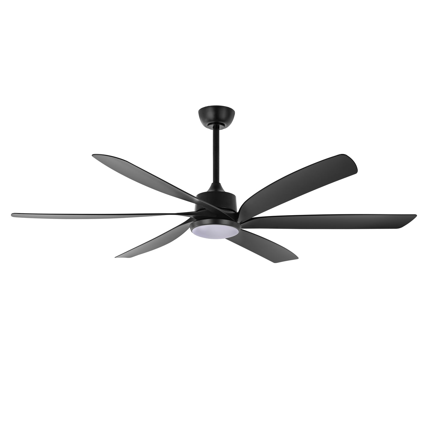 64" Matte Black Ceiling Fan with Light & Remote – Quiet 6-Speed DC Motor